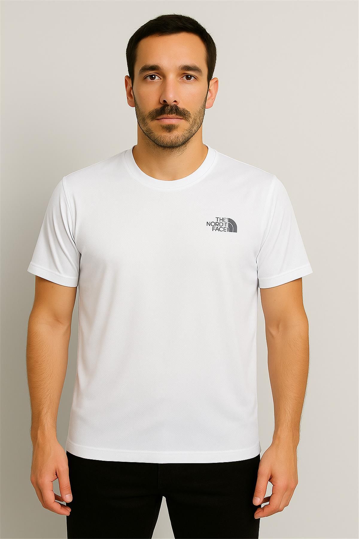 NORTHFACE BİSİKLET YAKA ERKEK T-SHİRT BEYAZ
