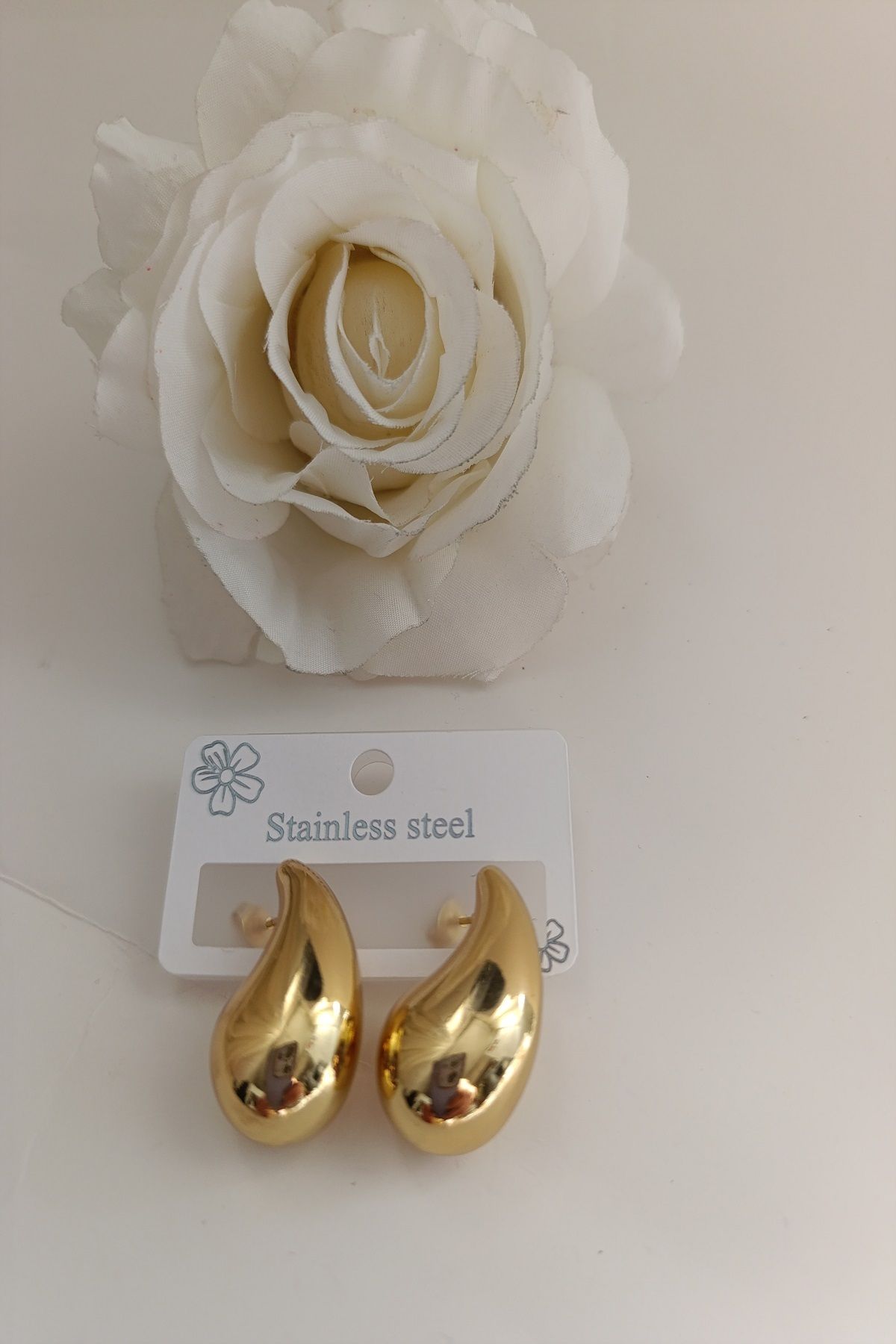 MARZELLA ACCESSORİES çelik gold damla küpe