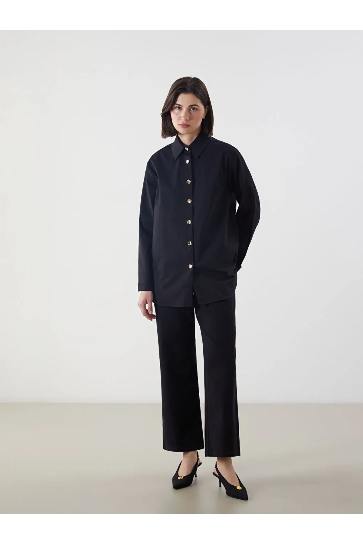 LC Waikiki LCW Modest Siyah Loose Fit Kadın Pantolon