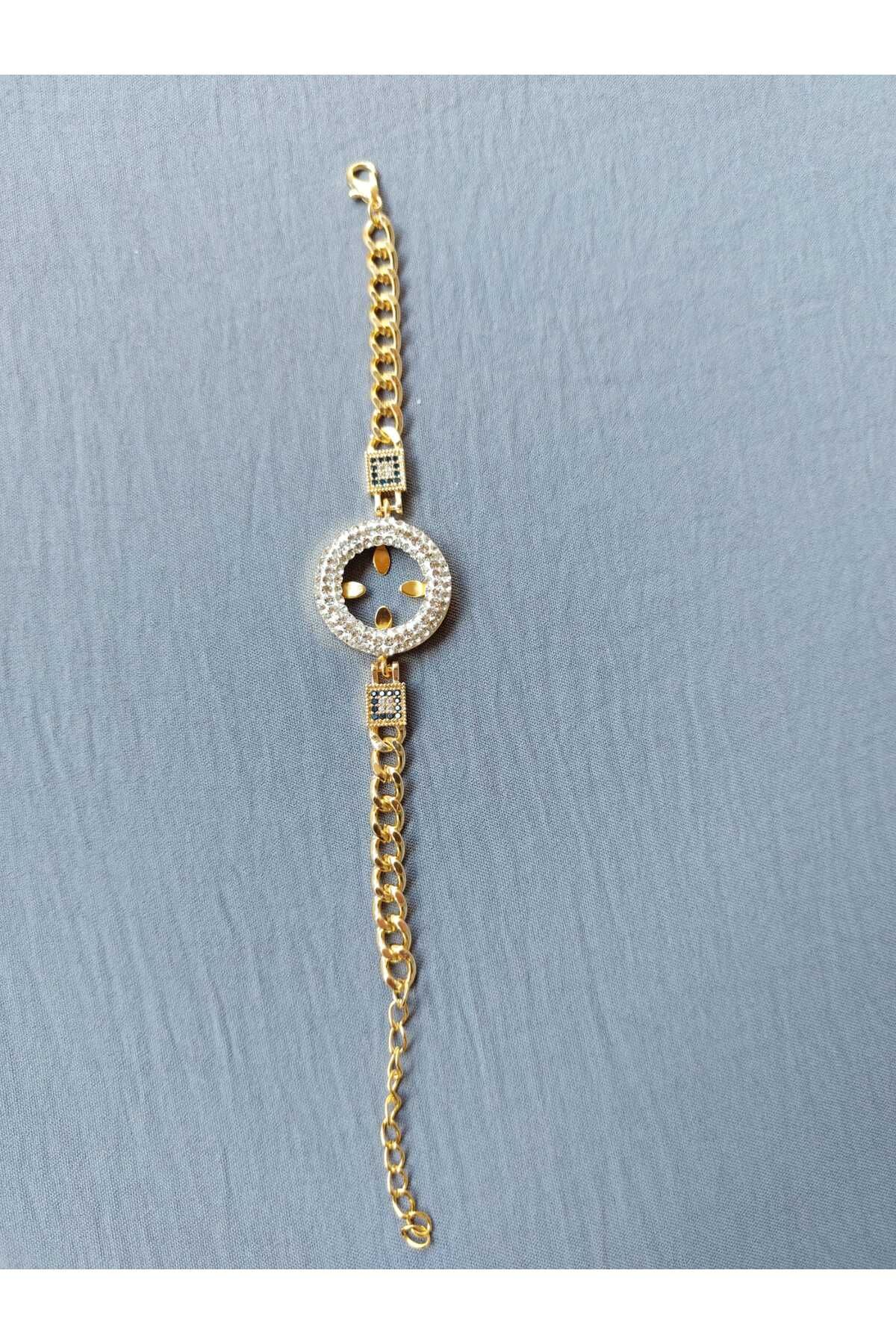 GEZERGOLD TAKI çelik çeyrek taşlı lüx künye bileklik