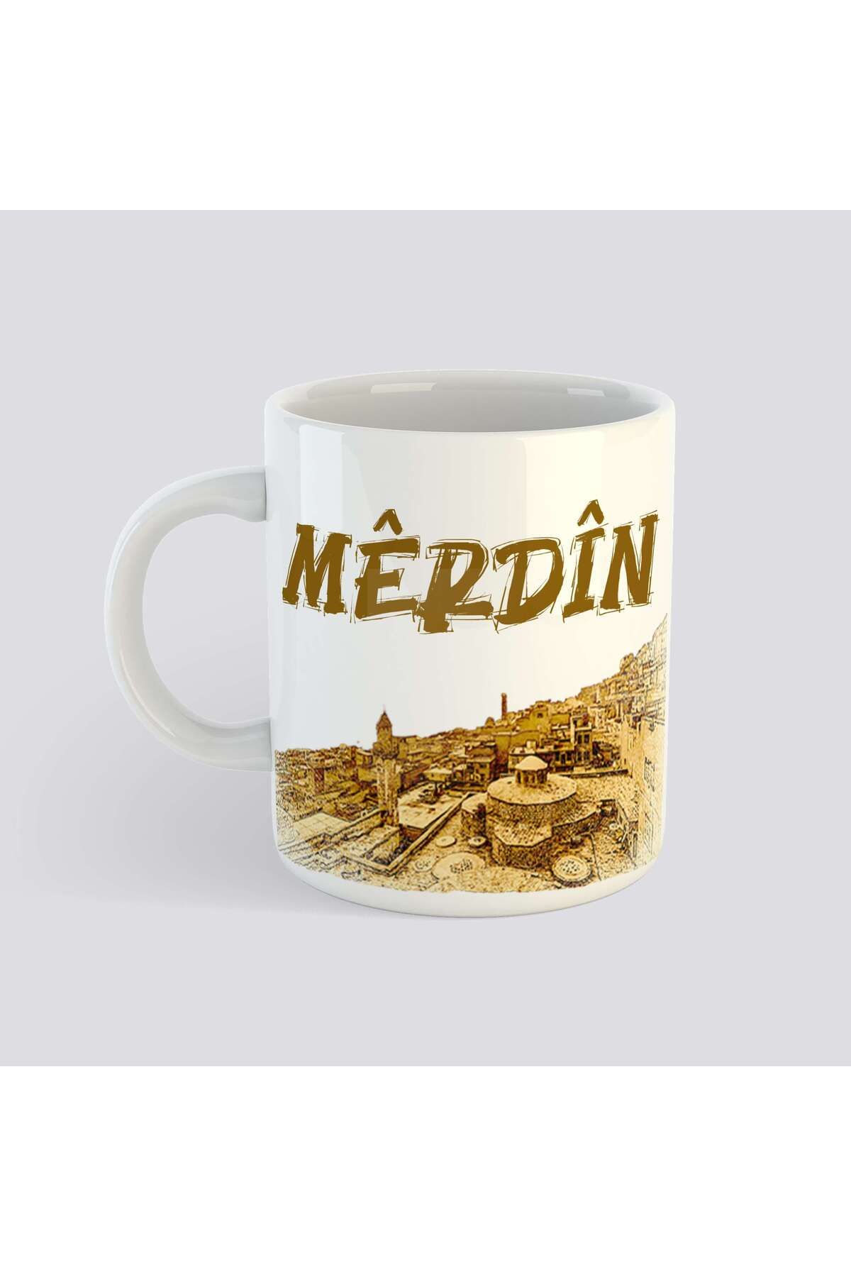 ZERYA Mêrdin Baskılı Porselen Kupa Bardak - Mardin Şehri Kupası