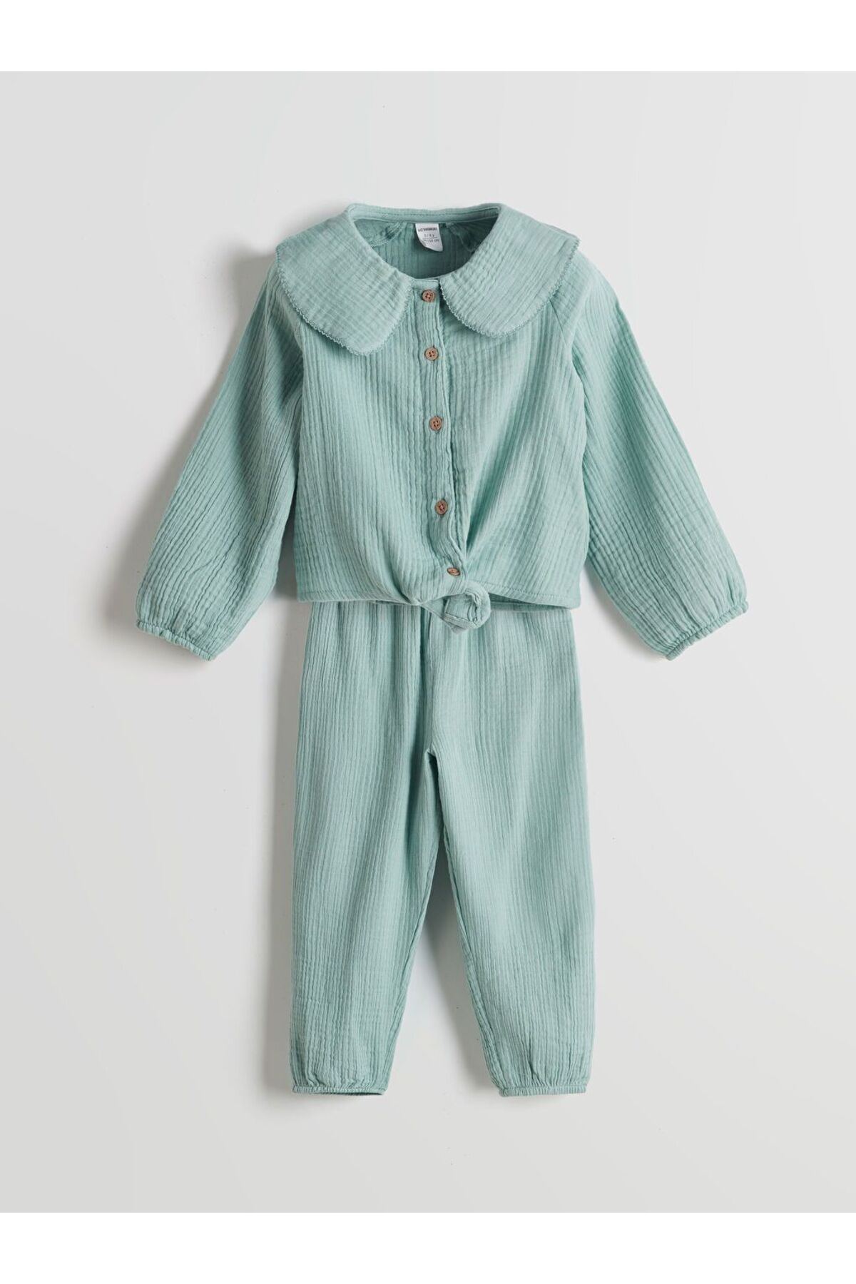 LC Waikiki LCW Kids Bebe Yaka Kız Çocuk Gömlek ve Pantolon 2'li