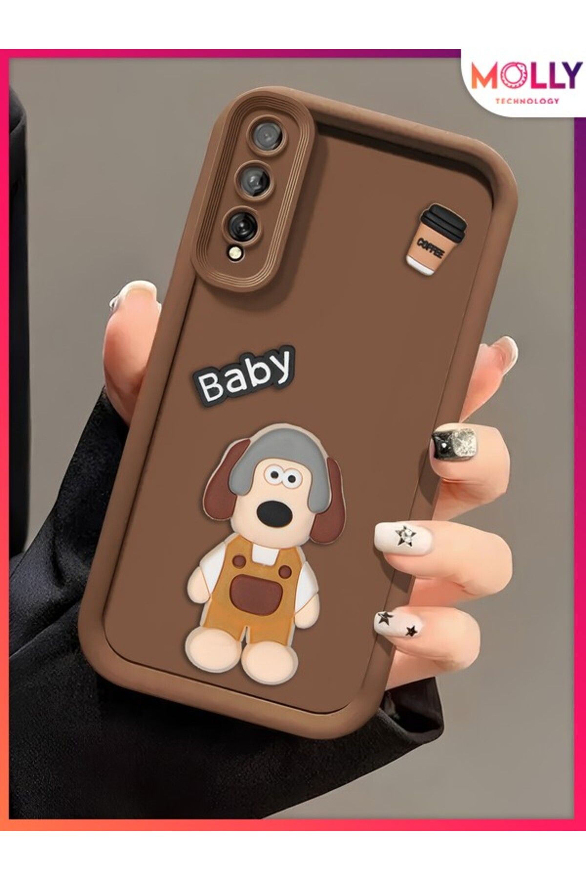 Molly Samsung Galaxy A50 İçin Fallow Kenarları Kalın 3d Kabartmalı Sevimli Dog Gromit Silikon Kılıf