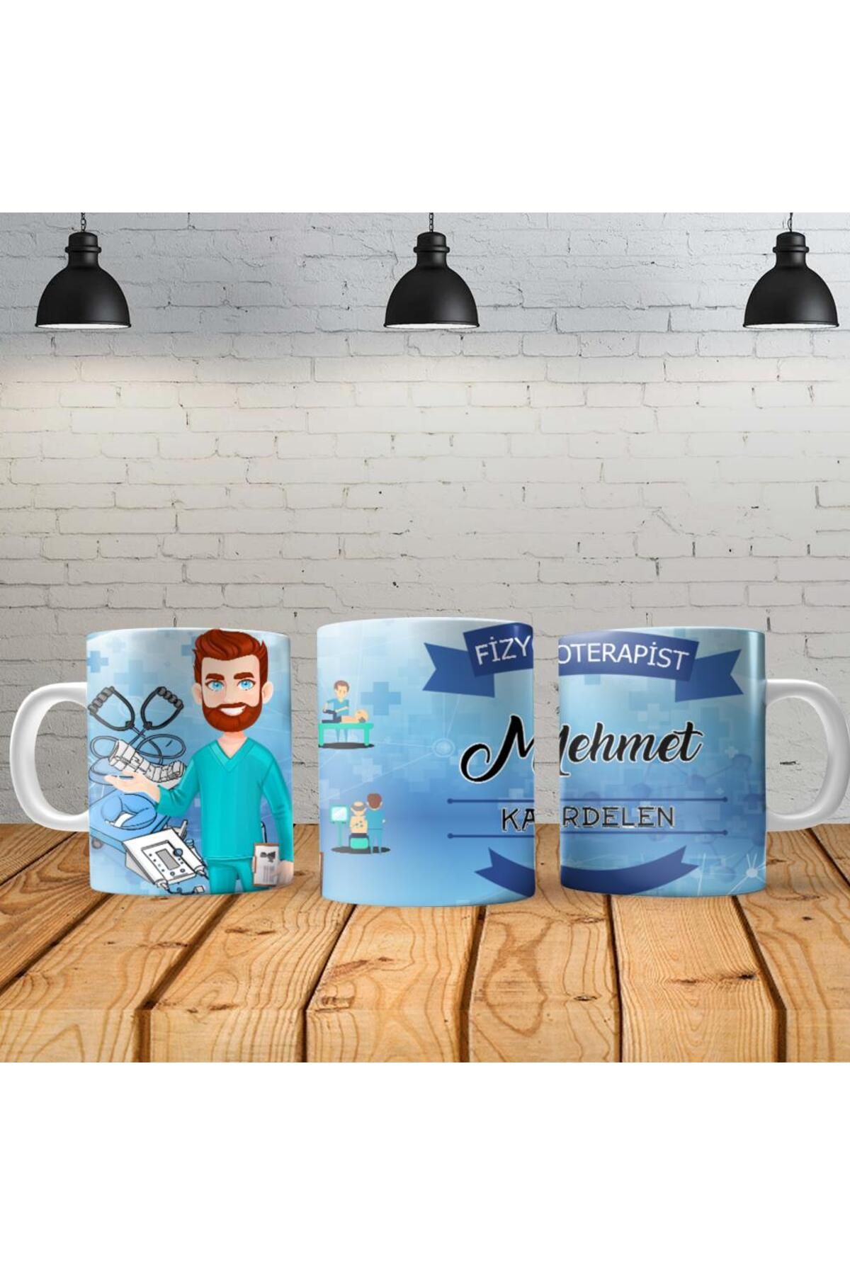 TimeStart Fizyoterapist Erkek Kişiye Özel Baskılı Yeni Tasarım Kupa Bardak Özel Kutusunda