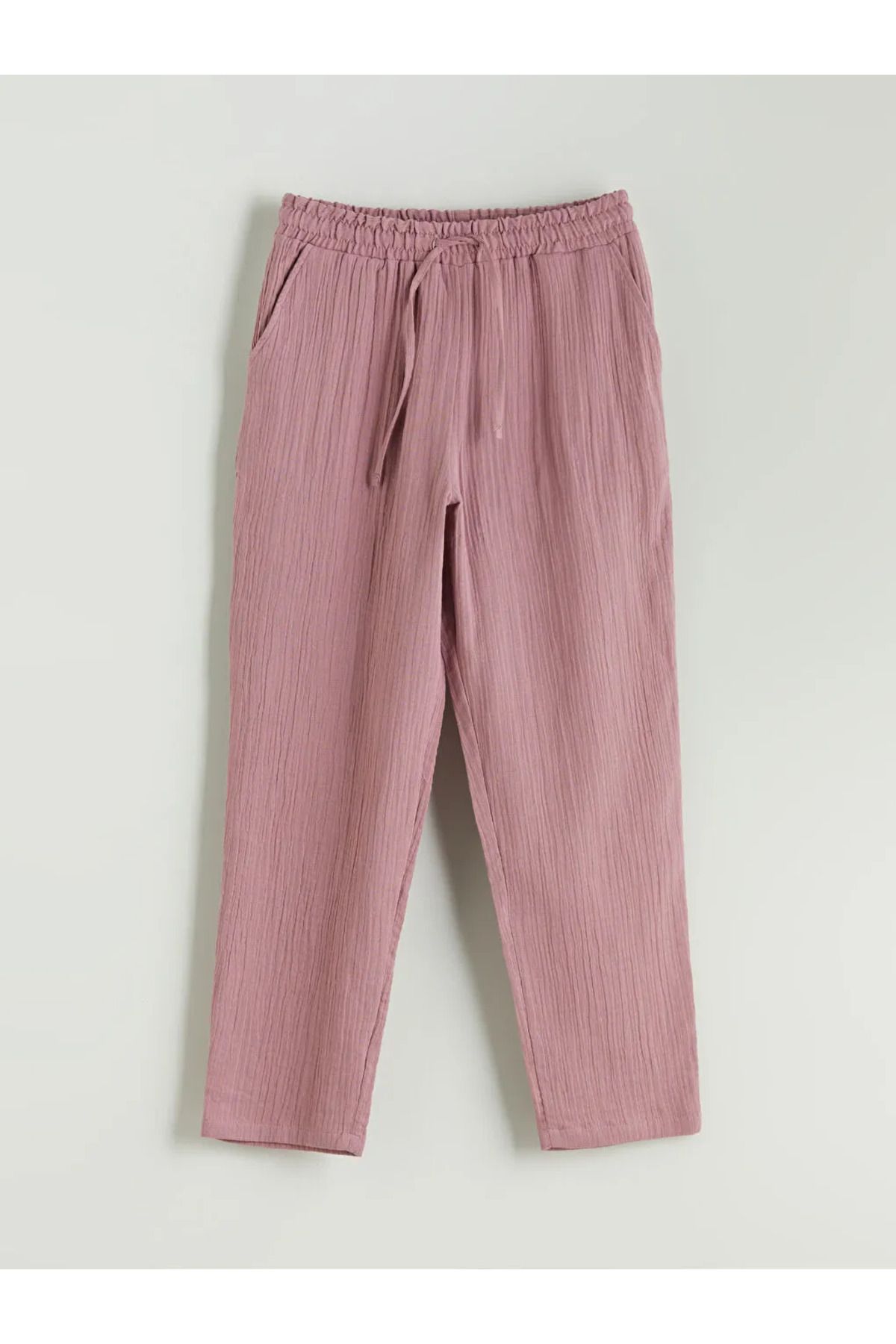 LC Waikiki LCW Vision Pembe Beli Lastikli Dokulu Müslin Kadın Pantolon