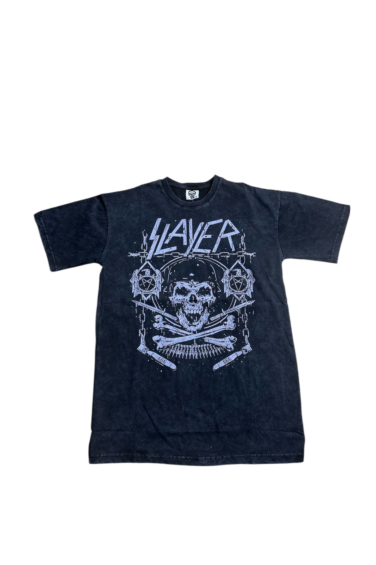 RİSE Slayer Yıkamalı Rock and Metal Series Ön Arka Baskılı T-shirt