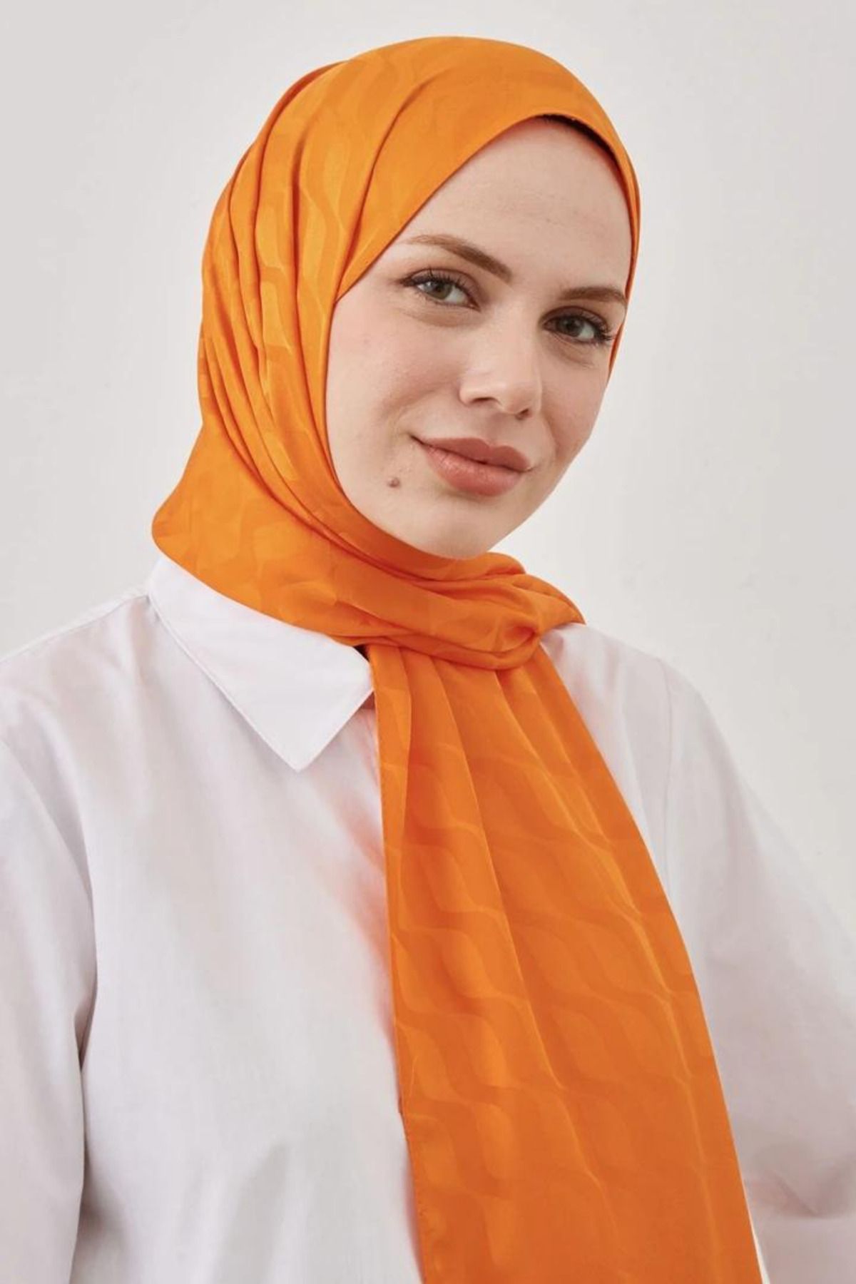 MENESSA İpeksi Jakar Şal Su Yolu Desen Turuncu