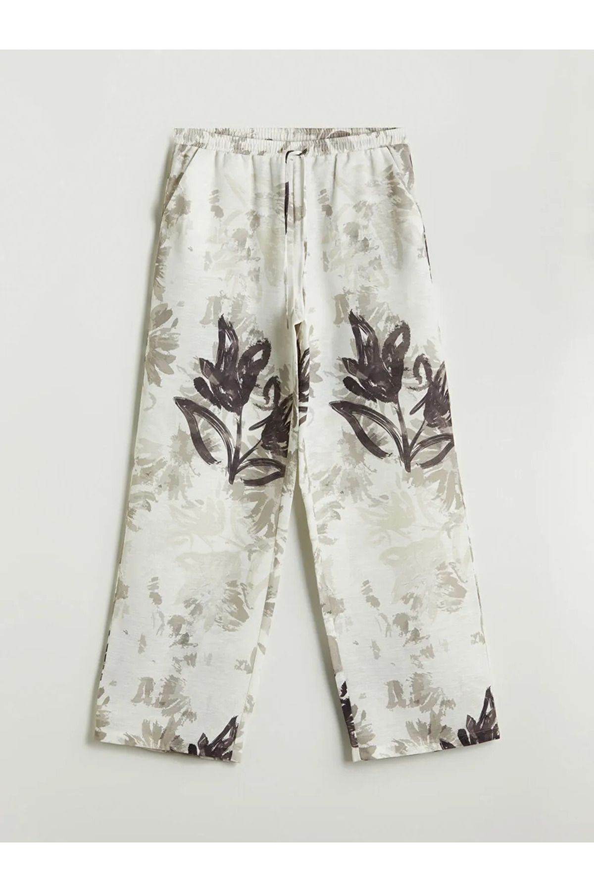 LC Waikiki LCW Vision Mavi Beli Lastikli Çiçekli Geniş Paça Kadın Pantolon