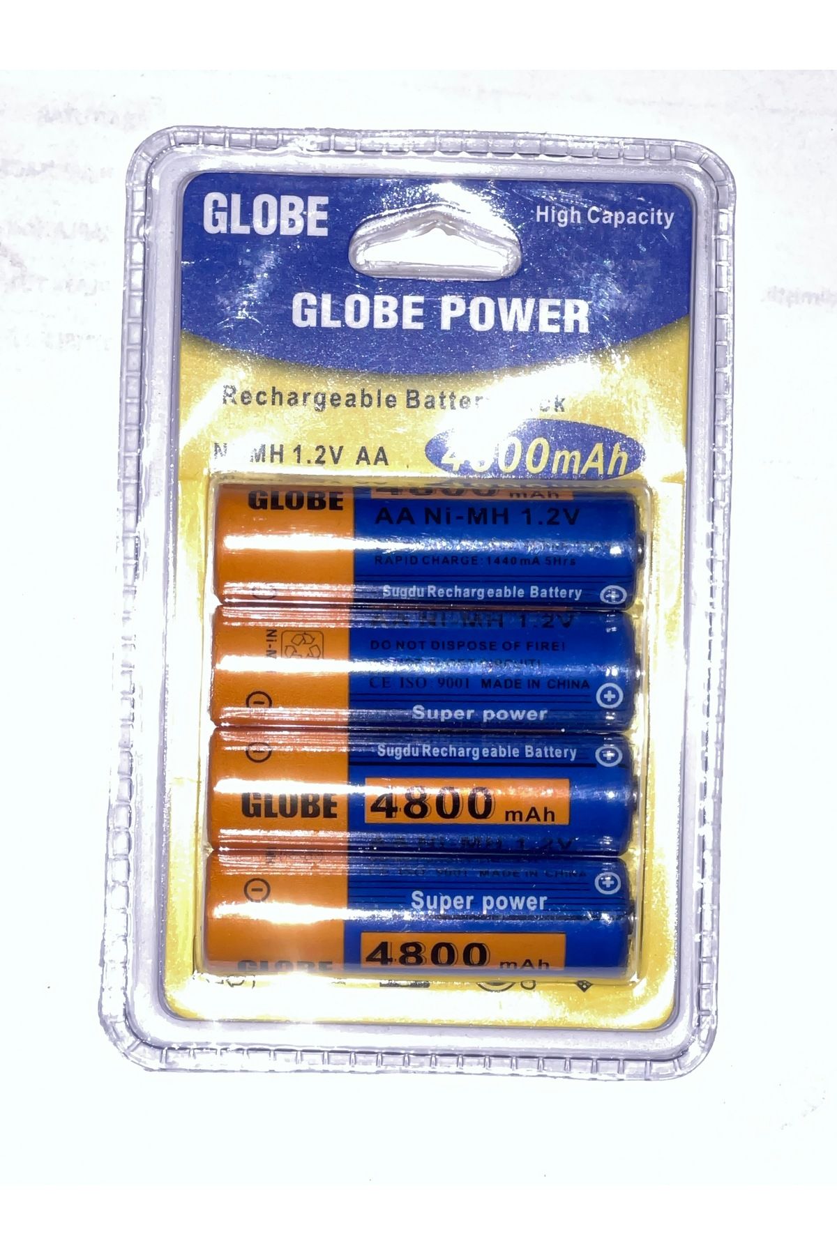 almancidan 4x AA accu globe Power high capacity 4800 mAh 1,2V Battery şarjlı pil şarj edilebilir akü pil