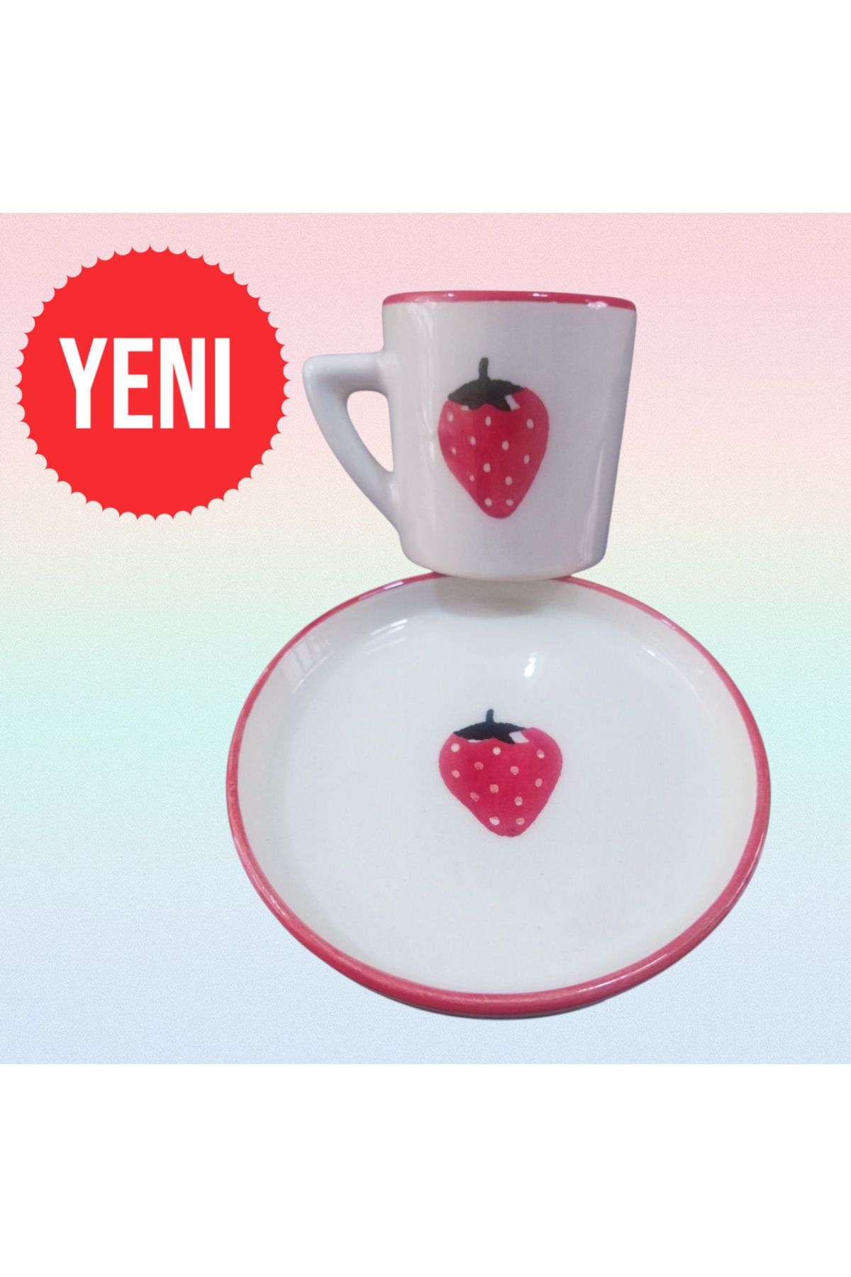 Ganita home Kahve Fincanı Çilek Tek Kişilik 100 ml Double Boy