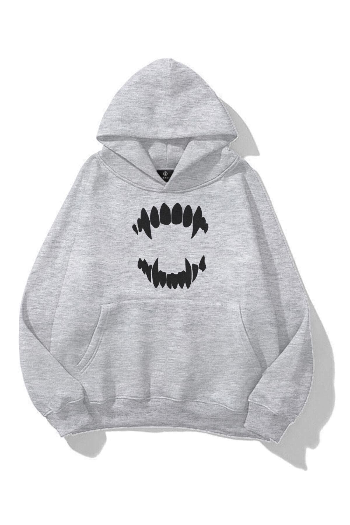 Boi Unisex Teeth Sweatshirt Gri melanj