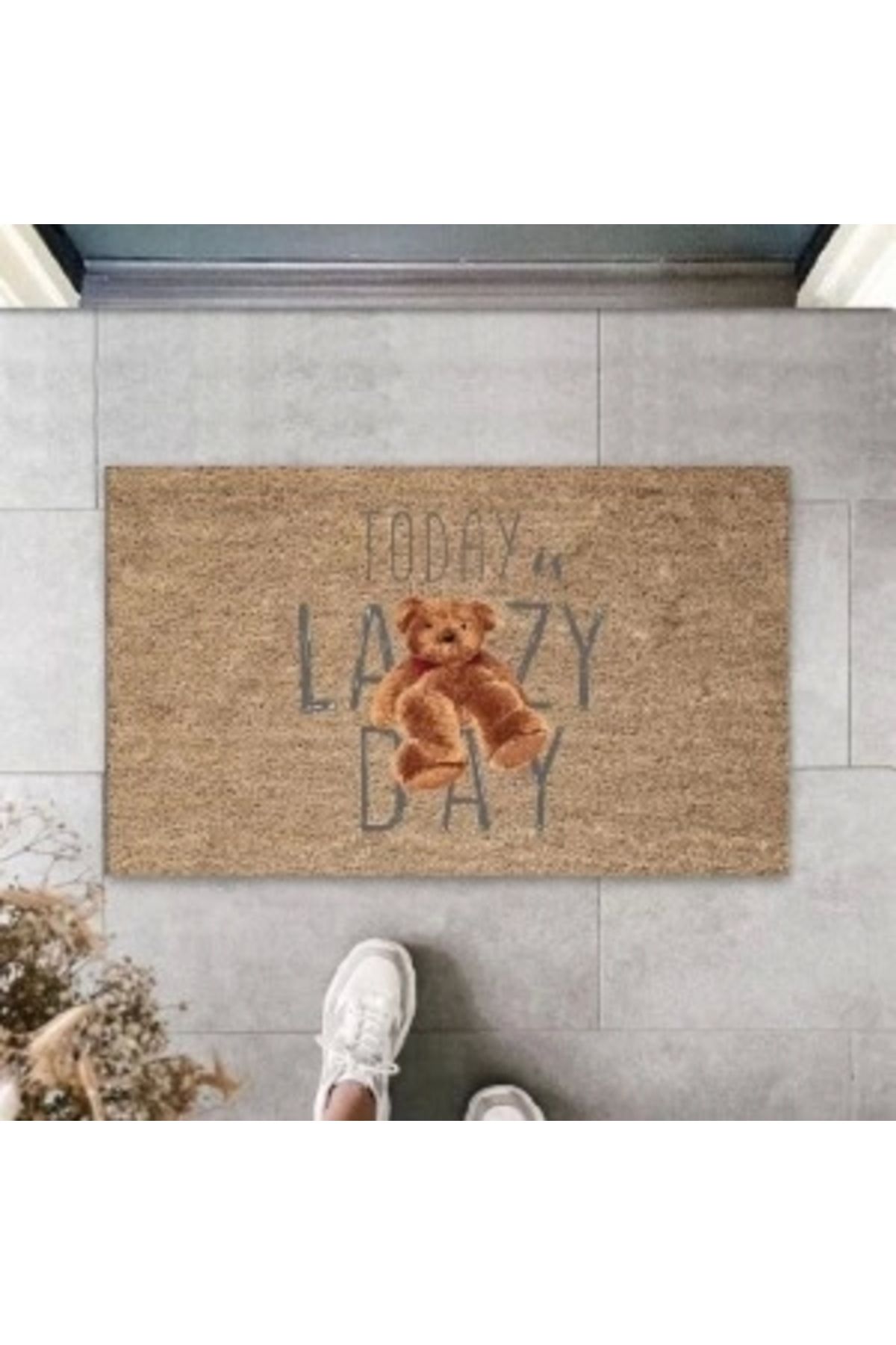 STOREMAX Kahverengi Kapı Önü Paspası Lazy Day Ayıcık Desen K-3235