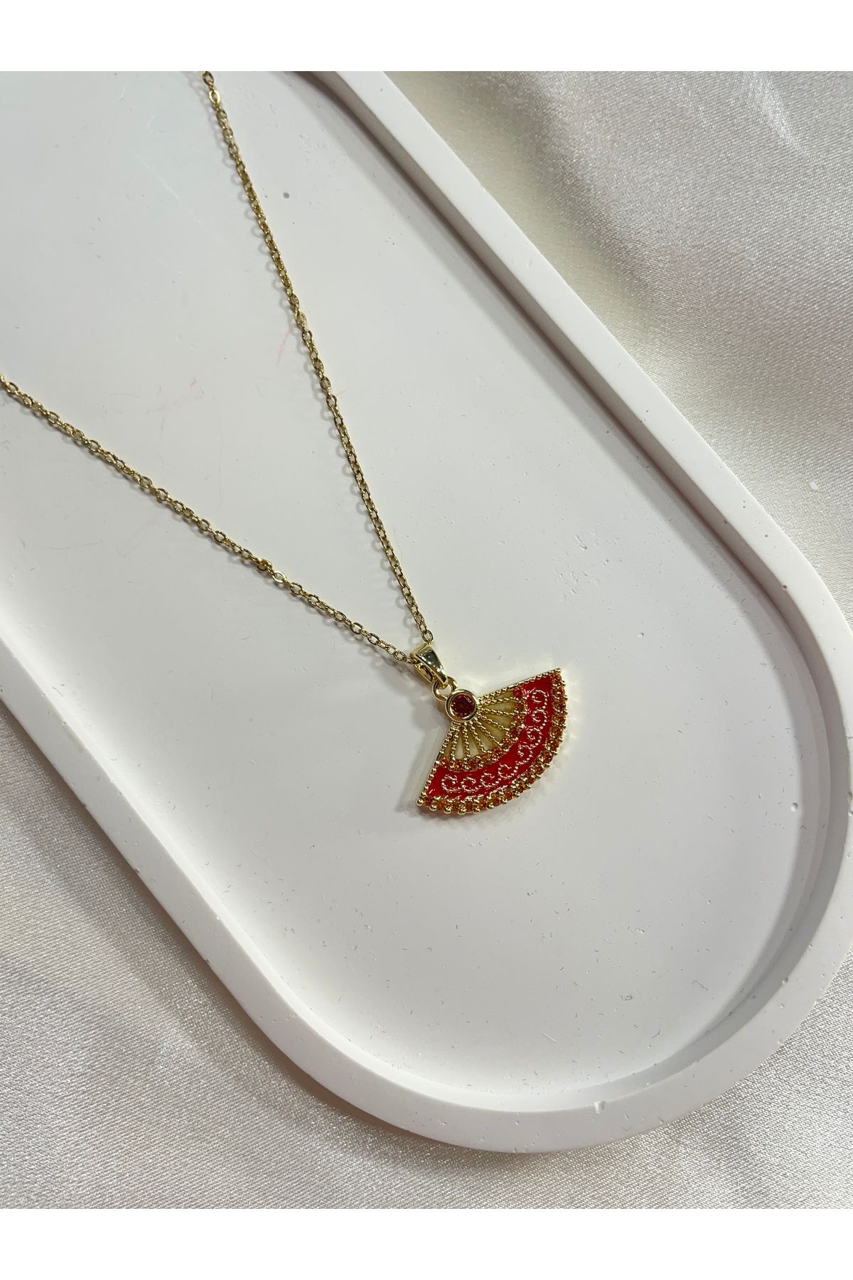 lotusbybuket VIP çelik gold özel tasarım yelpaze kolye