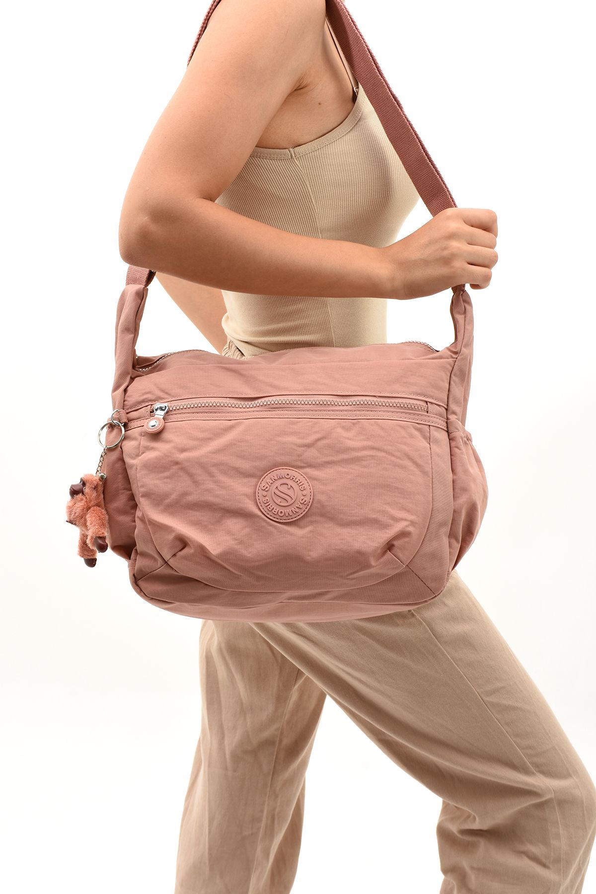 OLDSO Sanmorris Unisex Suya Dayanıklı Krinkıl Kumaş Çok Gözlü Çapraz Okul, Seyahat ve Omuz Çantası 3045