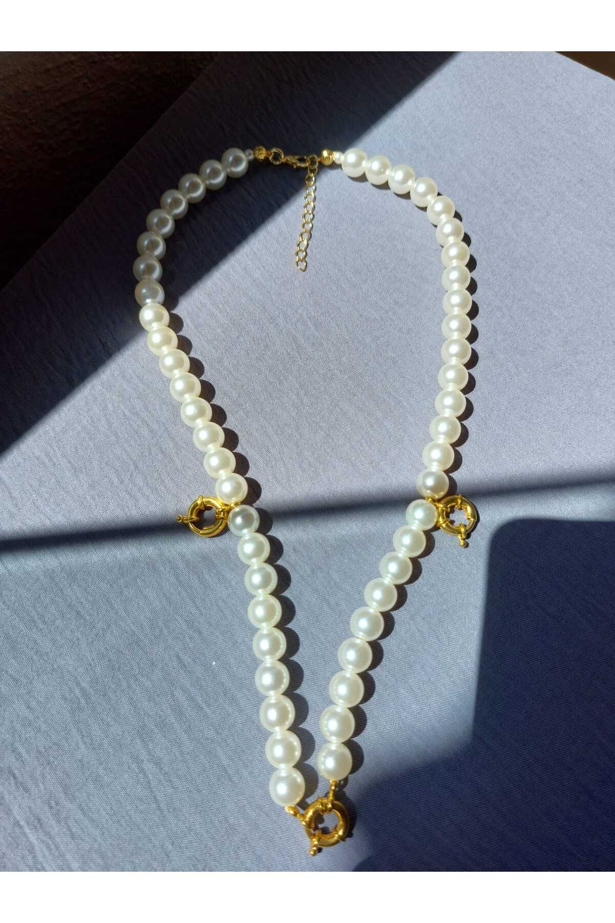 GEZERGOLD TAKI 60CM İNCİLİ GEMİCİ DÜMENİ KOLYE ÜÇLÜ TÜM ALTINLARI TAKABİLİRSİNİZ