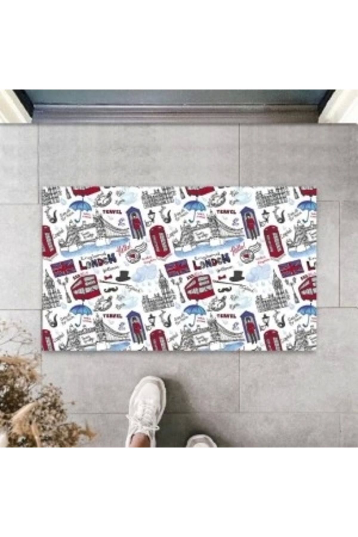 STOREMAX Dijital Baskı Çok Renkli London Travel Paspas K-3074