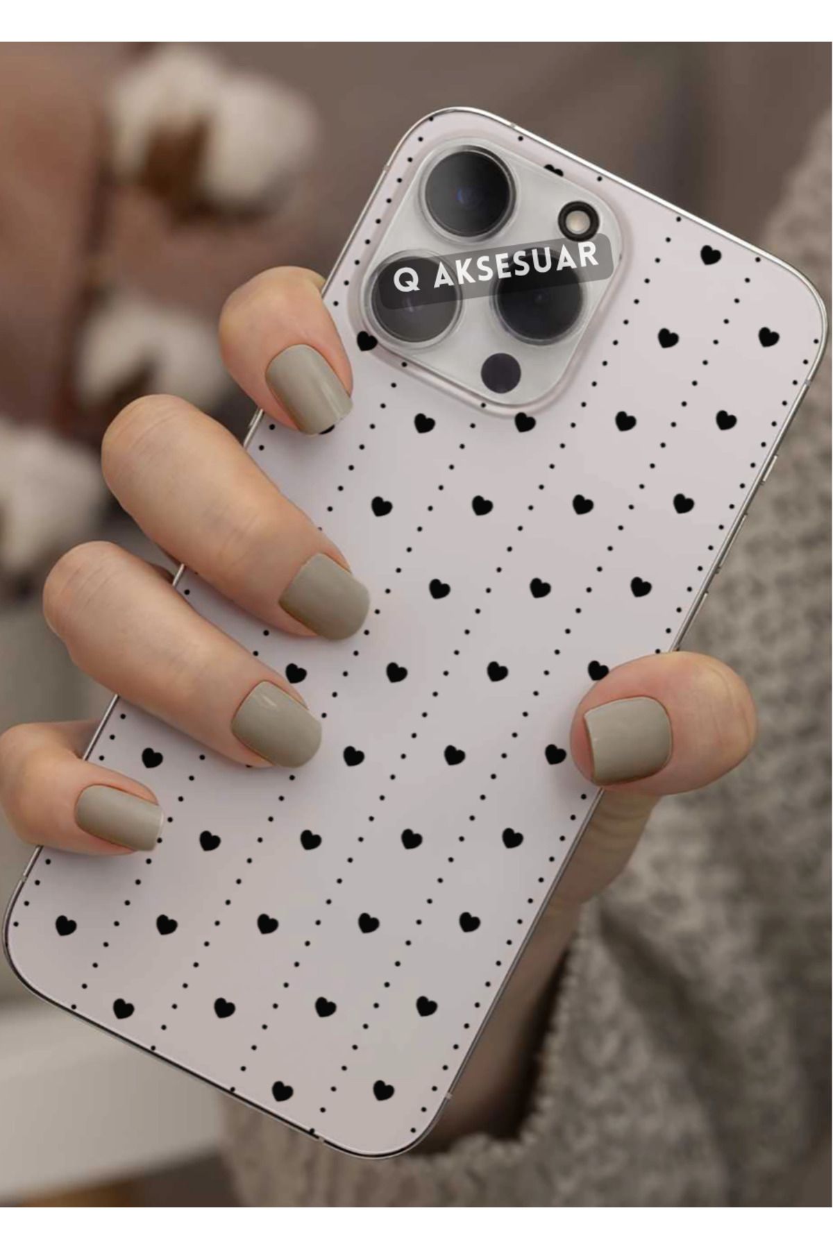 Q Aksesuar Huawei Mate 20 Lite Uyumlu Mini Kalpler Tasarımlı Şeffaf Telefon Kılıfı Kapak Case
