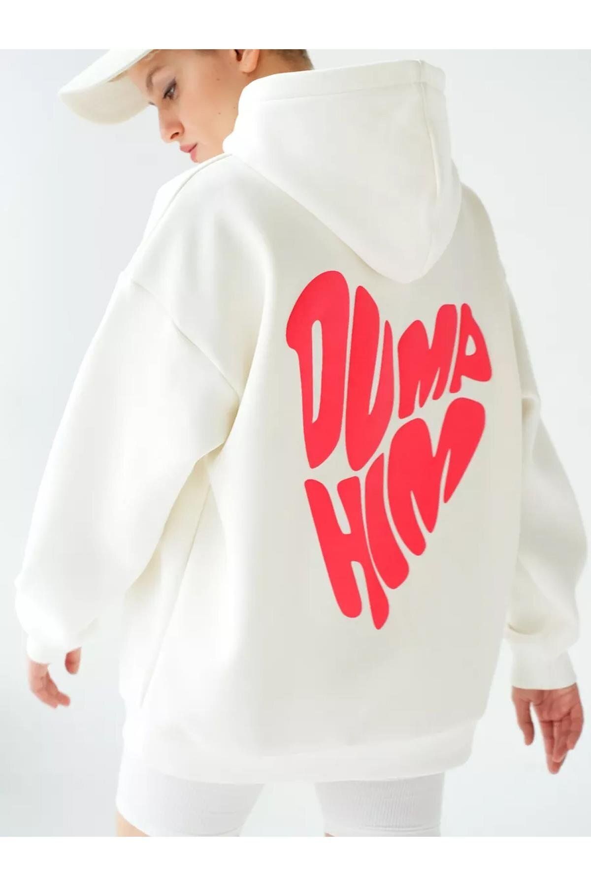 Boi Unisex Dump Him Sweatshirt Beyaz