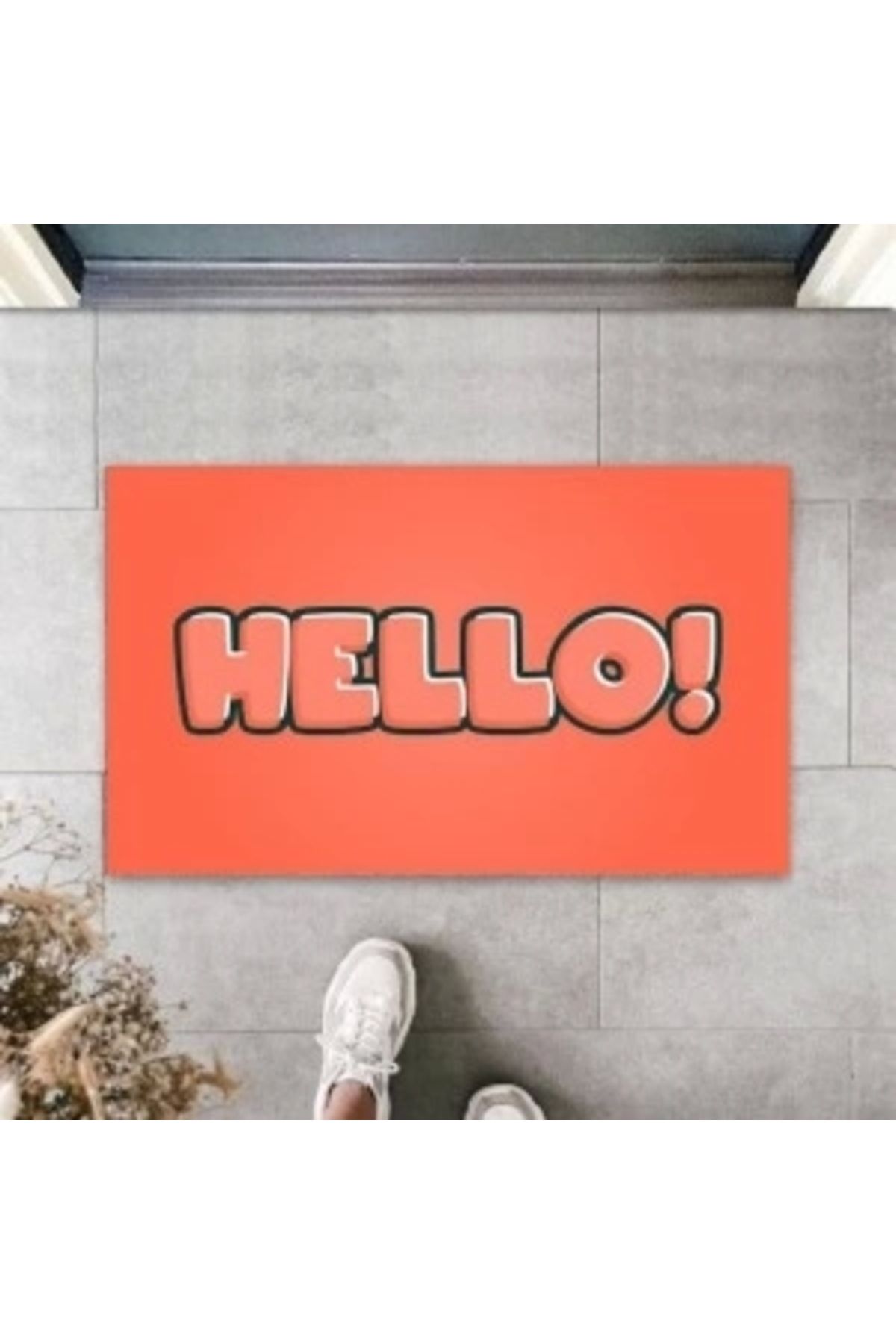 STOREMAX Turuncu Kapı Önü Paspası Hello Desen K-3277