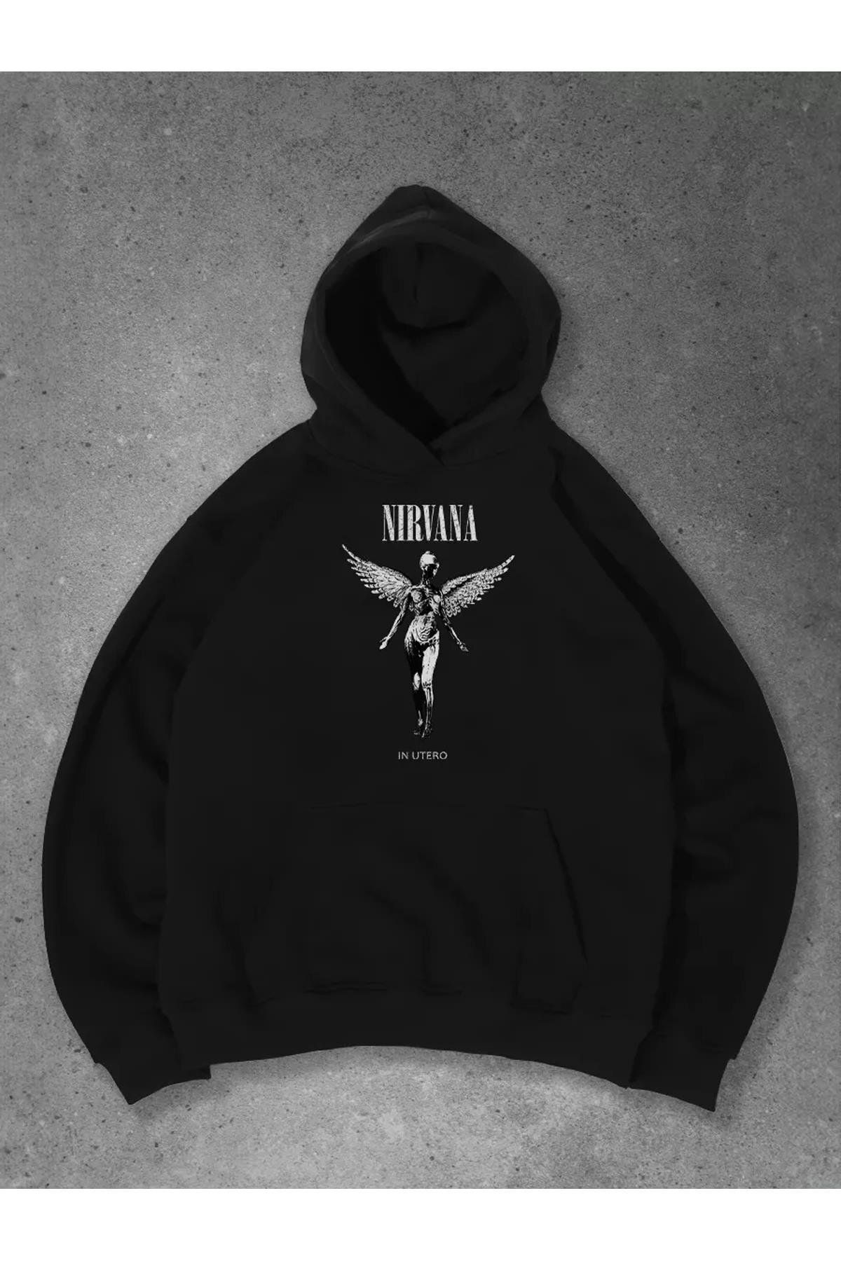 Boi Unisex Nirvana in Utero Sweatshirt Siyah