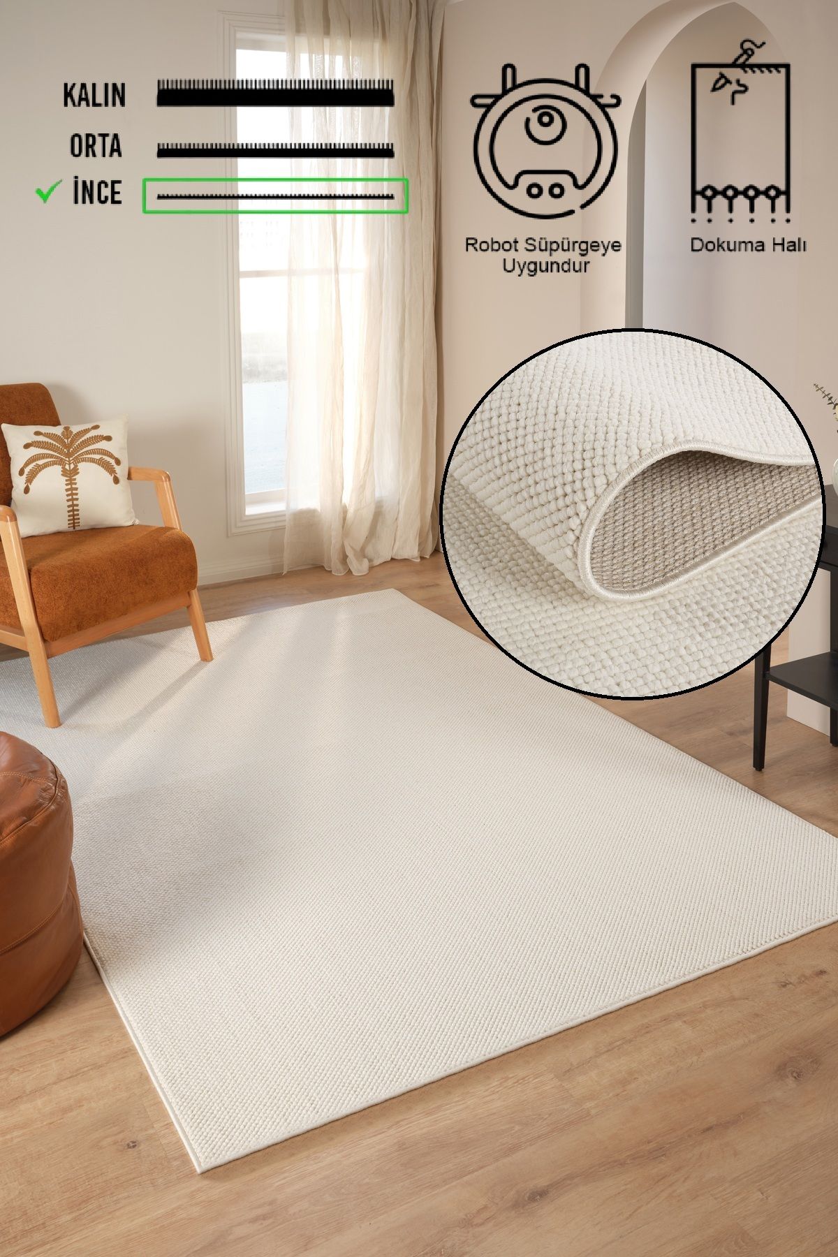 vinosahome Yumuşak Bukleli Krem Halı Salon Mutfak Yolluk Antre Balkon Oturma Çocuk Yatak Odası Halısı Kilim