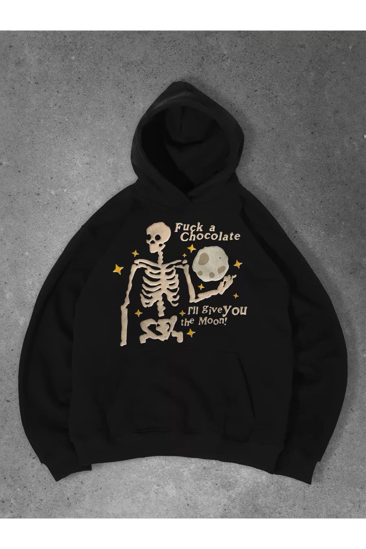 Boi Unisex Give You The Moon Sweatshirt Siyah