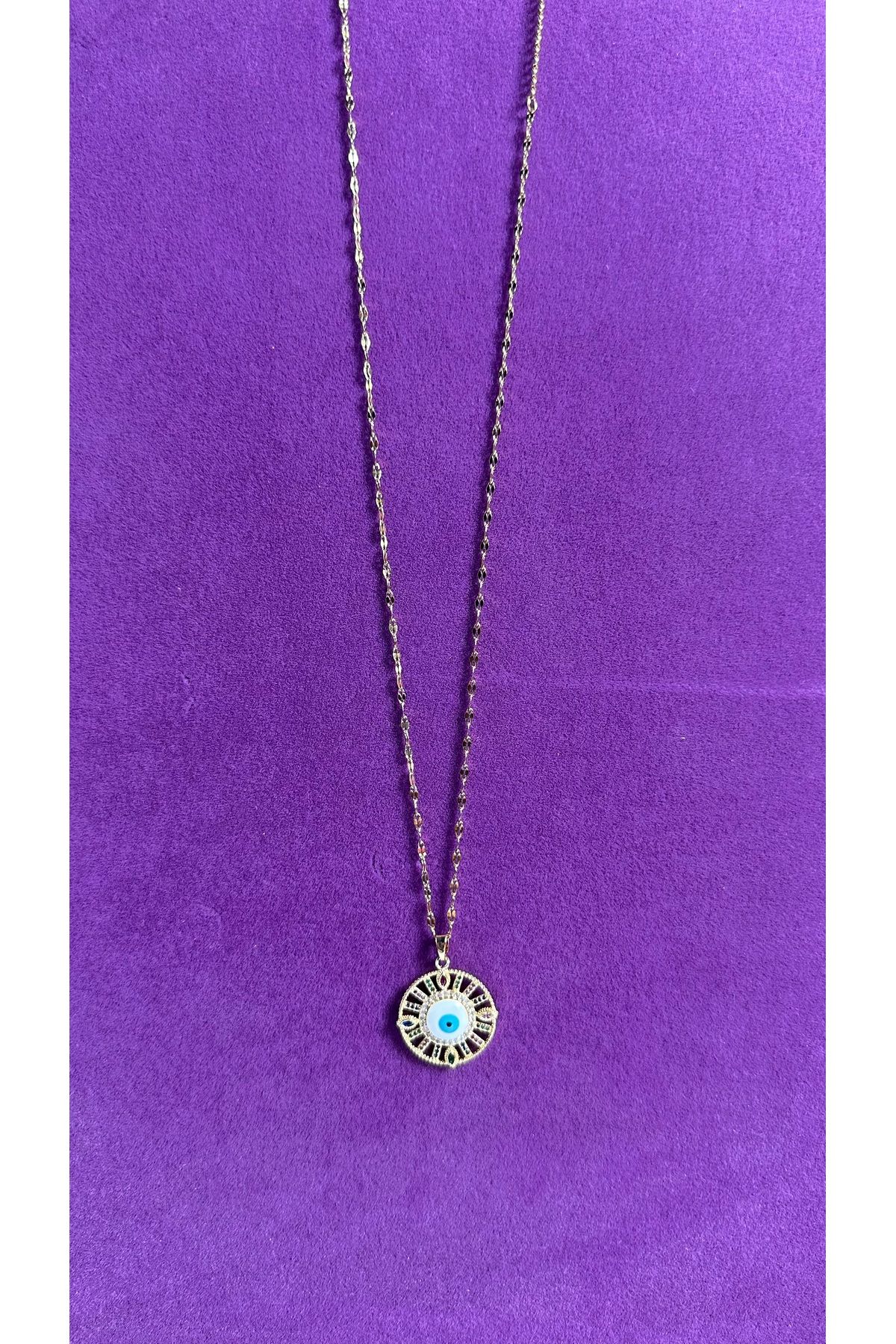 Butik Çelik Nazar Boncuğu Kolye