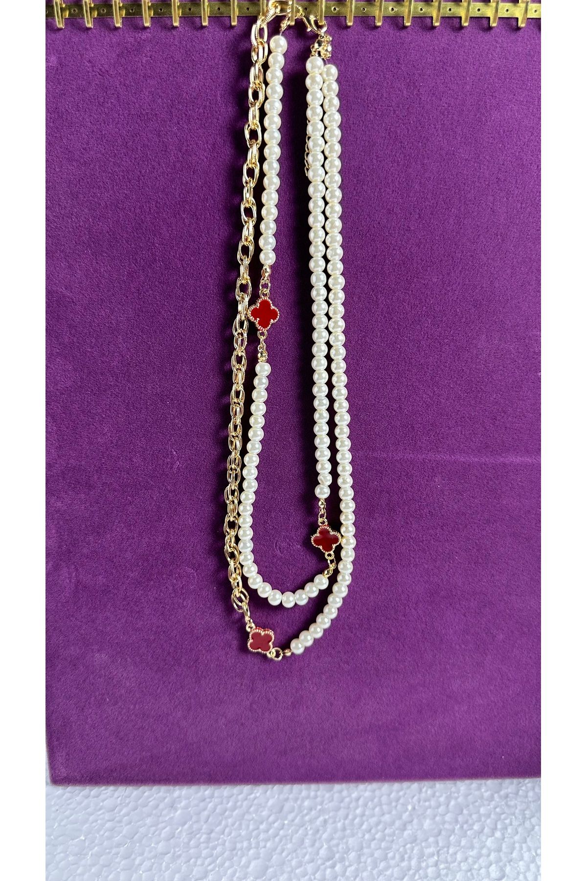 Butik İncili Van Cleef Kolye