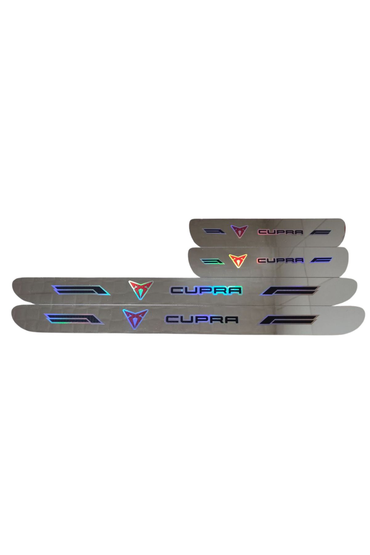 Autowise Cupra Hologram Logolu Araca Özel Marka Logolu Aynalı Kapı Eşiği Koruyucu Yapıştırma 4'lü Set