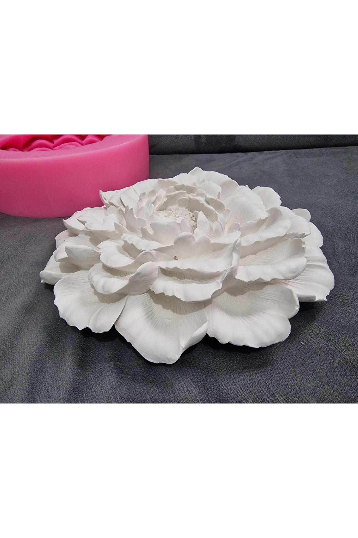 morlalem m 30cm Dev Gül Çiçek Lotus Çiçeği Silikon Kalıp K-1092, Polyester Taş Tozu Alçı Mum Kalıbı