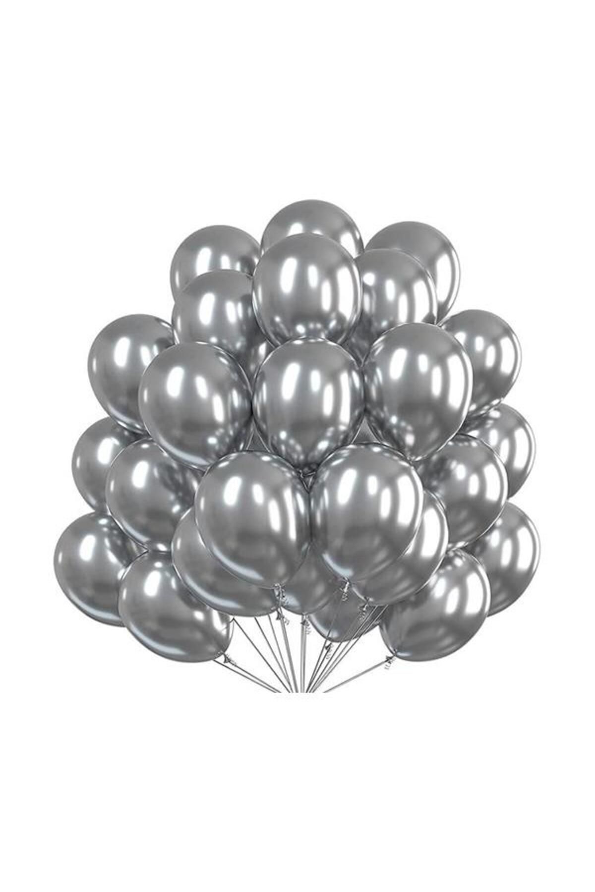 Onay Store 75 Adet Metalik Gümüş Balon - Doğum Günü Konsepti - Parti Malzemeleri - Bride To Be Malzemeleri