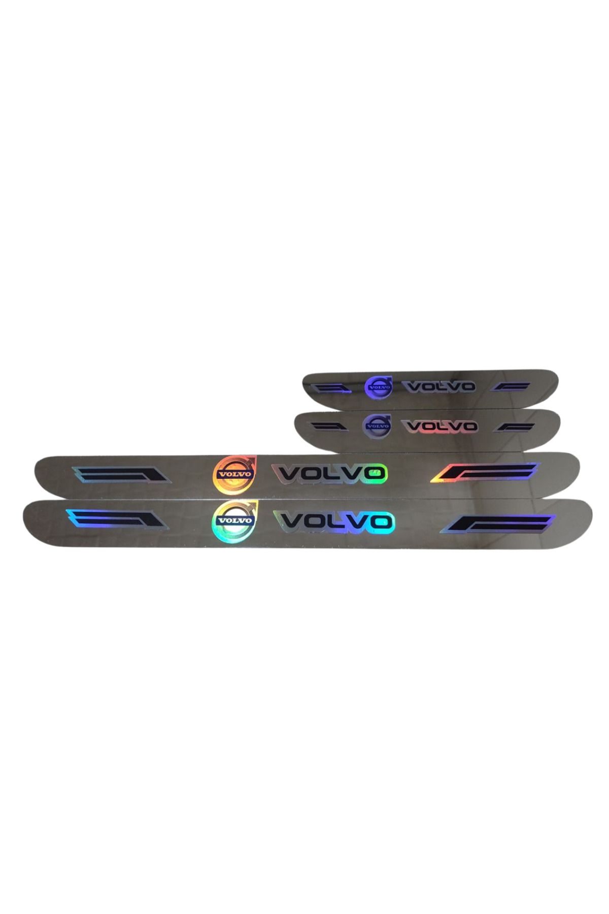 Autowise Volvo Hologram Logolu Araca Özel Marka Logolu Aynalı Kapı Eşiği Koruyucu Yapıştırma 4'lü Set