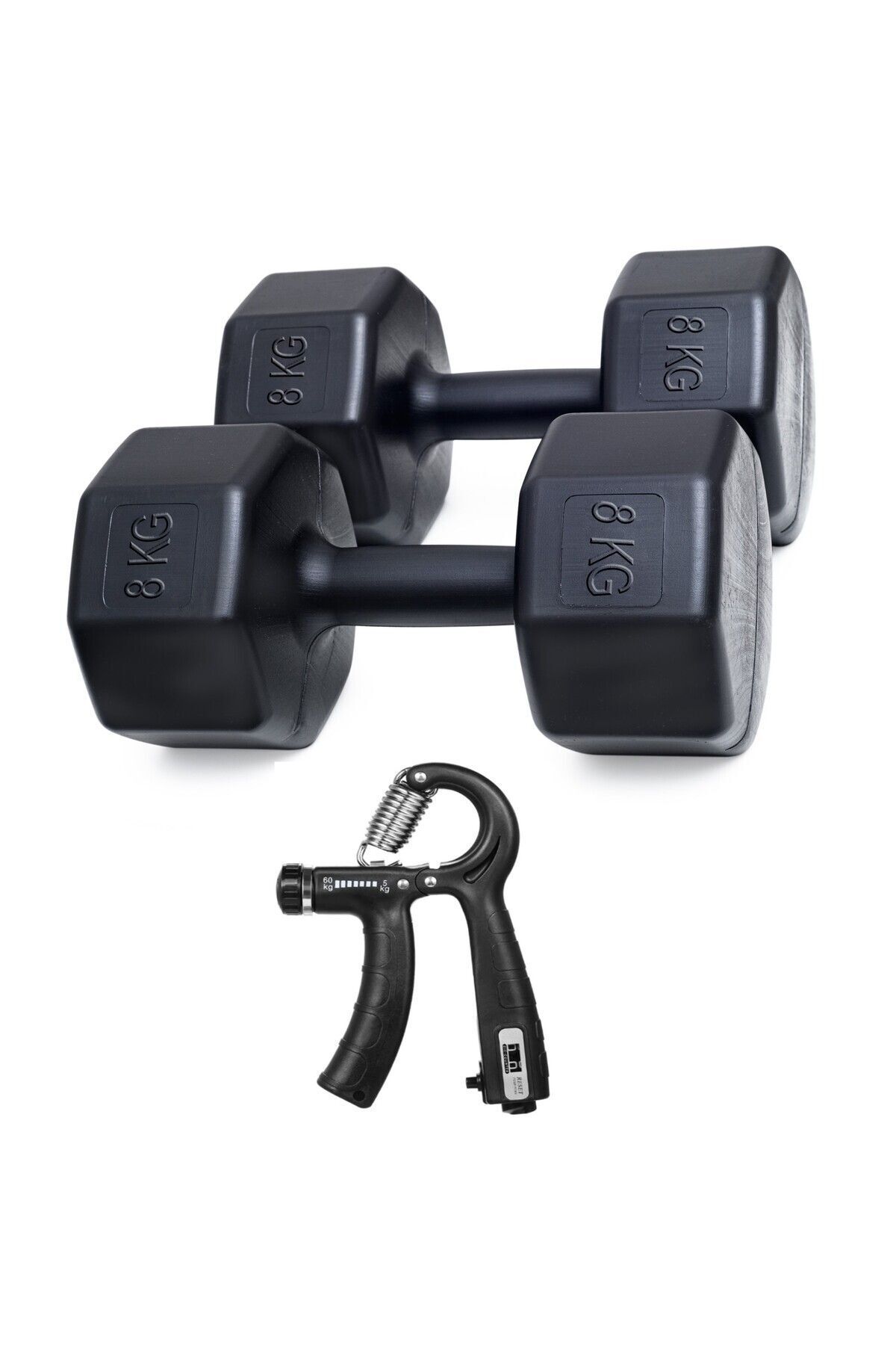 SerenityHaven 8 Kg Dambıl X 2 Adet = 16 Kg + Sayaçlı Ayarlanabilir El Yayı