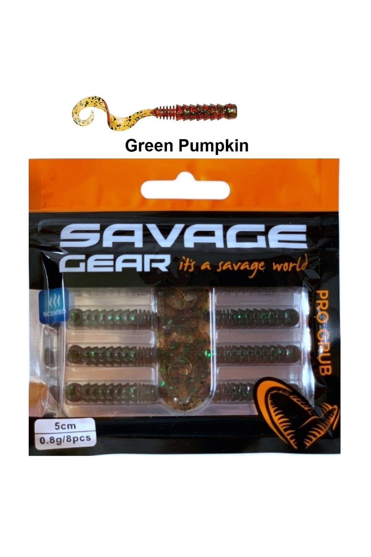 Savage Gear Pro Grub 5cm 0.8gr Lrf Silikon Yem (8'li Paket) İğnesiz Green Pumpkin