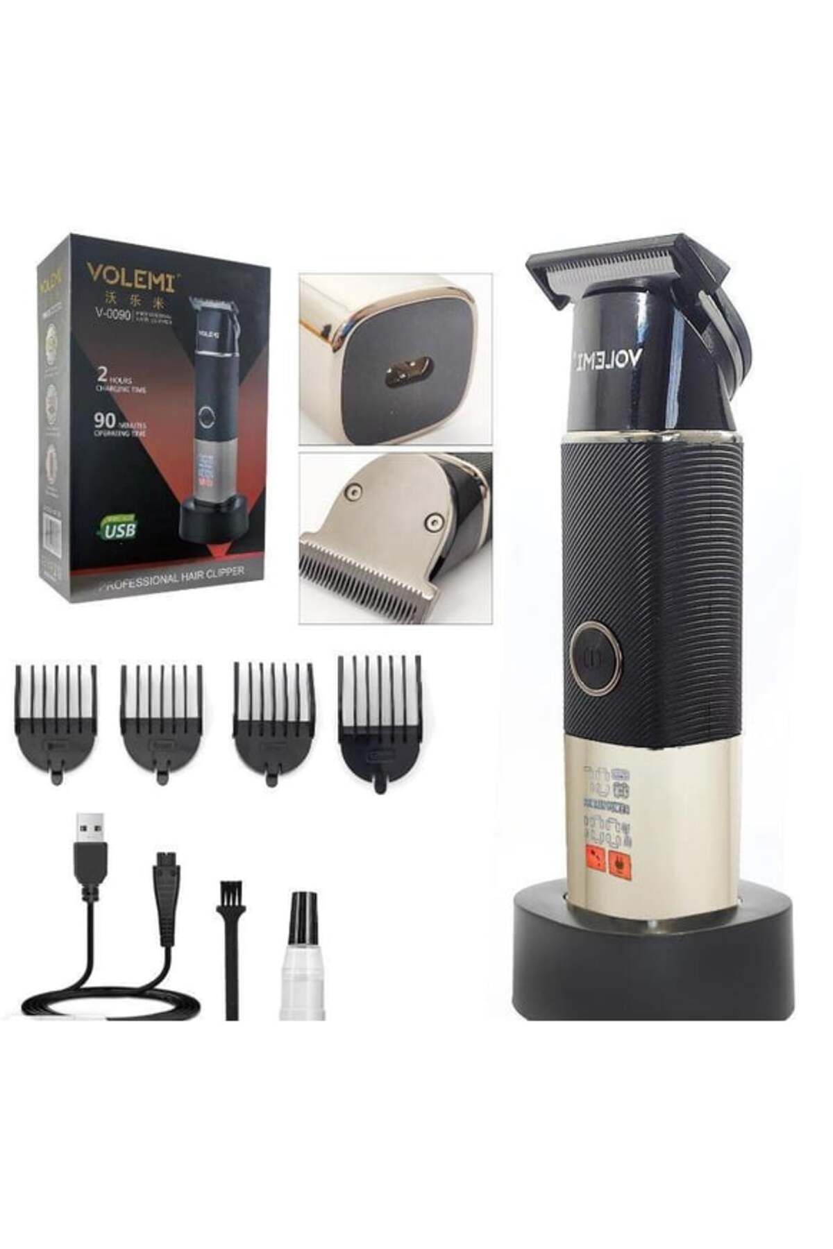 Fixport VOLEMİ V-0090 Turbo Profesyonel Saç Sakal Ense Tıraş Makinesi Kuaförlere Özel Kişisel Bakım