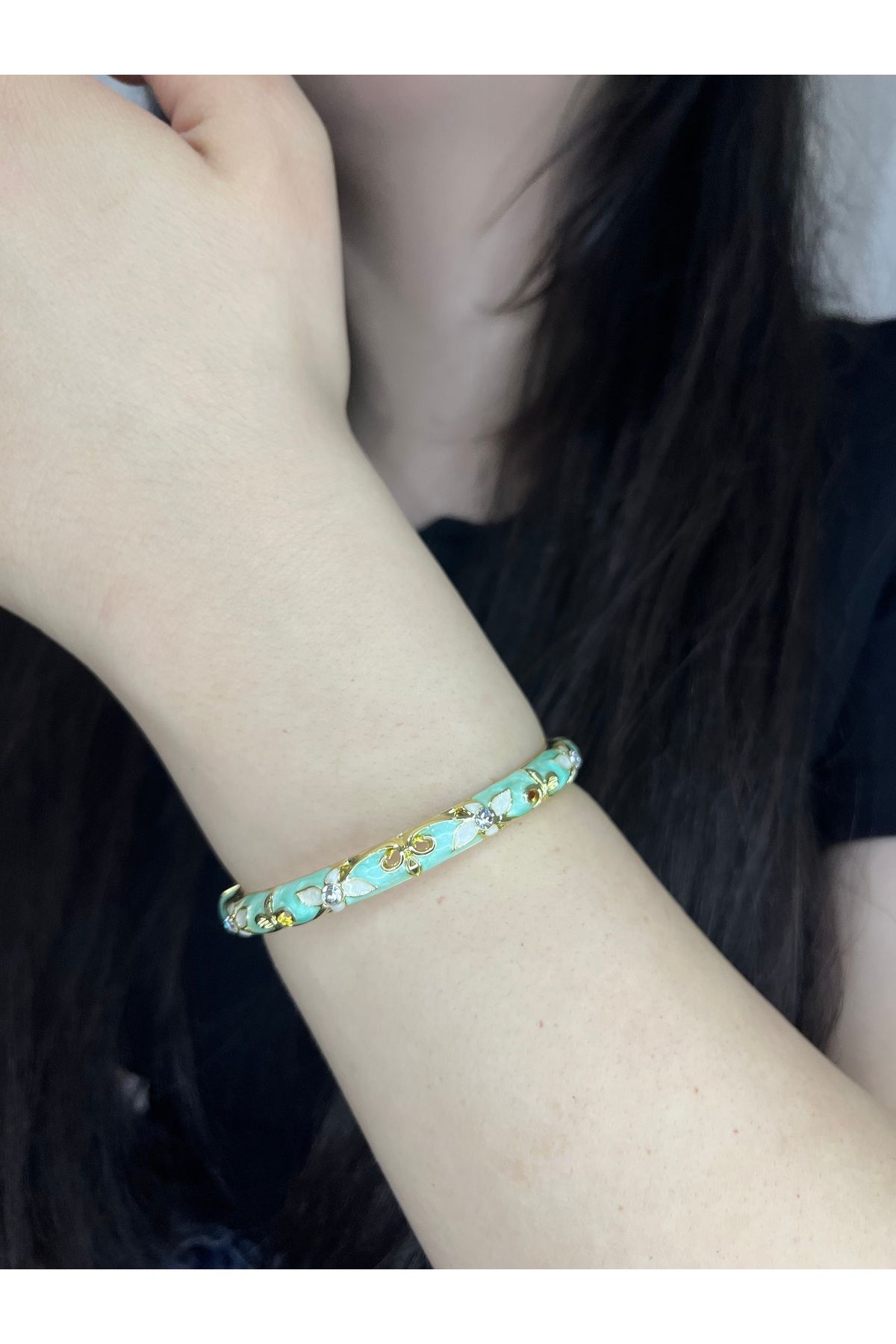 HNG JEWELRY Renkli Desenli Tasarım Kelepçe Bilezik