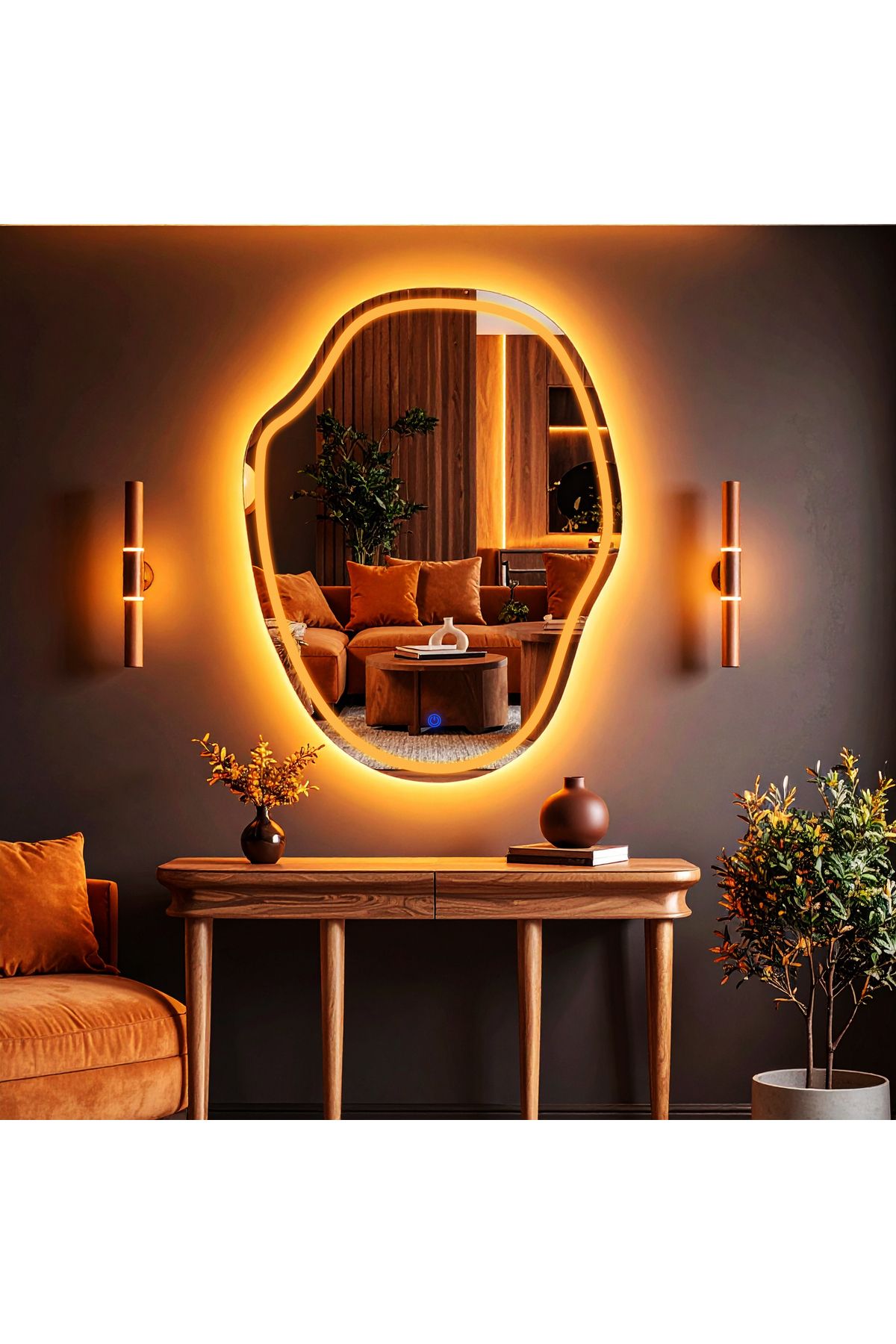 lumora mirror design Zelvora Amber Led'li Lazer Kumlamalı Lavabo & Banyo Aynası (Dokunmatik Sensörlü)