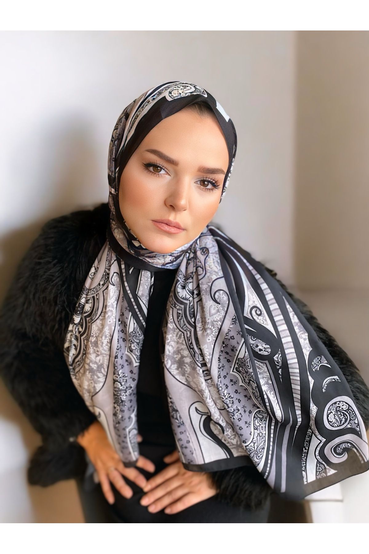 Loren Baskılı Desenli Pamuk Şal