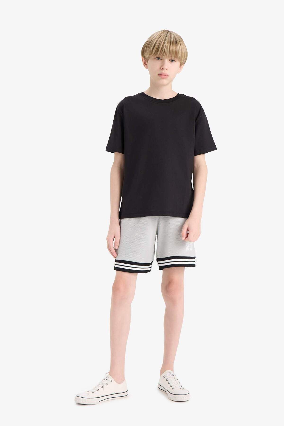 DeFacto-Boy's Regular Fit Number Patterned Shorts 4