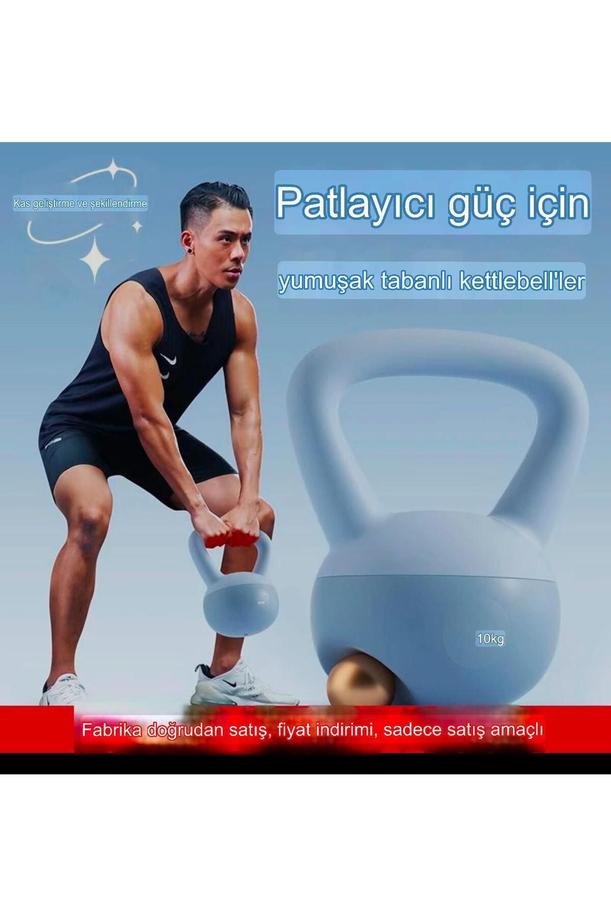SerenityHaven 10 Kg Soft Kettlebell Yumuşak Tabanlı Metal Kumlu Ses Yapmaz Darbeye Dayanıklı