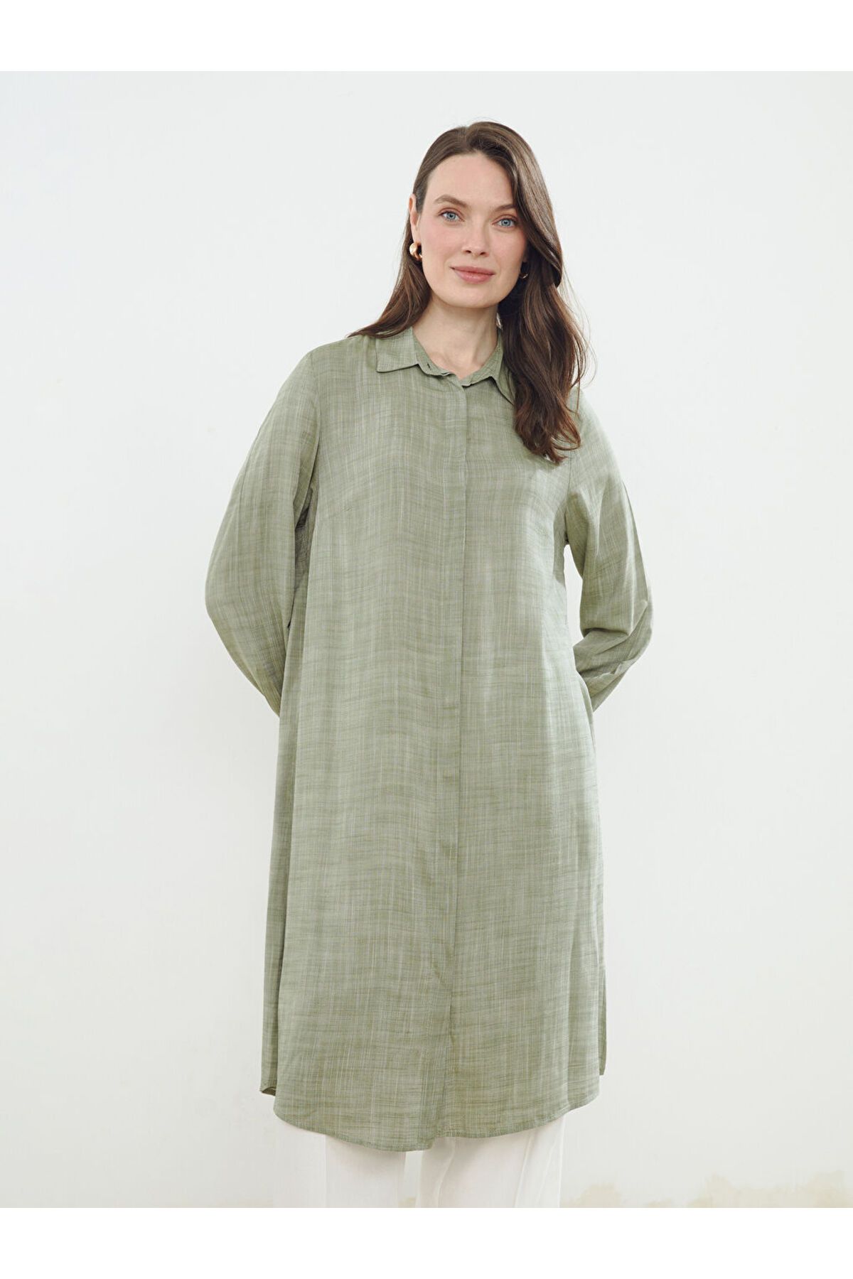 LC Waikiki LCW Grace Haki Kadın Gömlek Tunik S5I060Z8NVY25