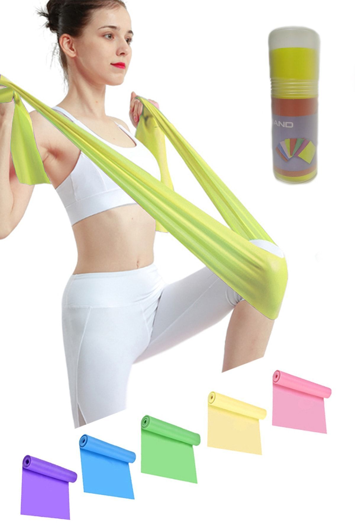 SerenityHaven 150 Cm X 15 Cm - Pilates Bandı Tüplü Pilates Direnç Lastiği Streç Bant