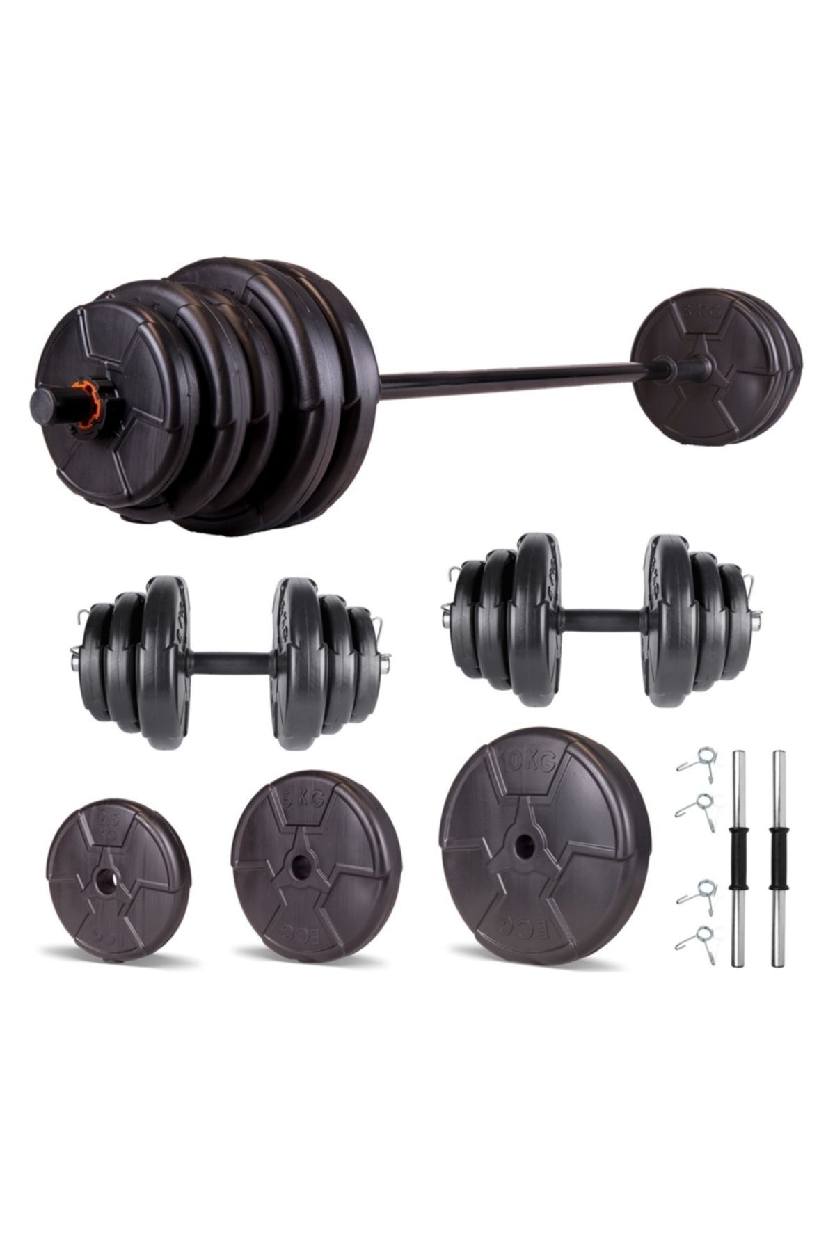 SerenityHaven Ecgspor HERO Serisi 65 KG Dambıl Seti ve Halter Seti Ağırlık Fitness Seti