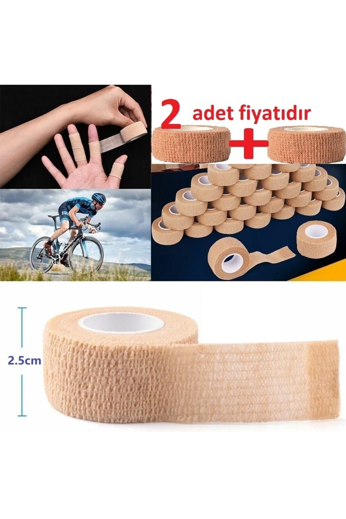 SerenityHaven Kendine Yapışan Bandaj 2,5 Cm X 4,5 M Koban Bandaj X 2 Adet