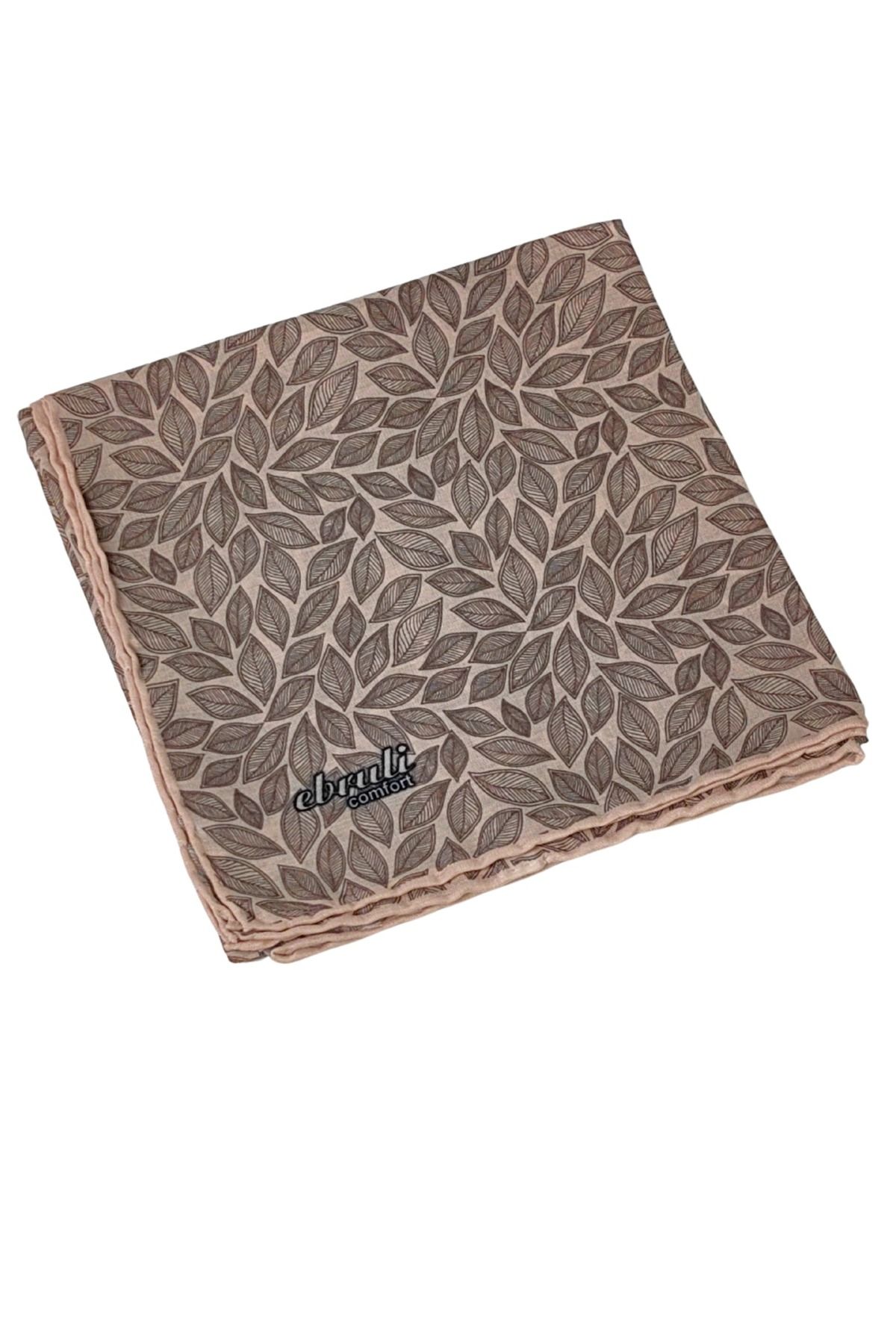 mim eşarp Ebruli Prime Pamuk Comfort Desenli Eşarp 90x90 cm - Yaprak Desenli