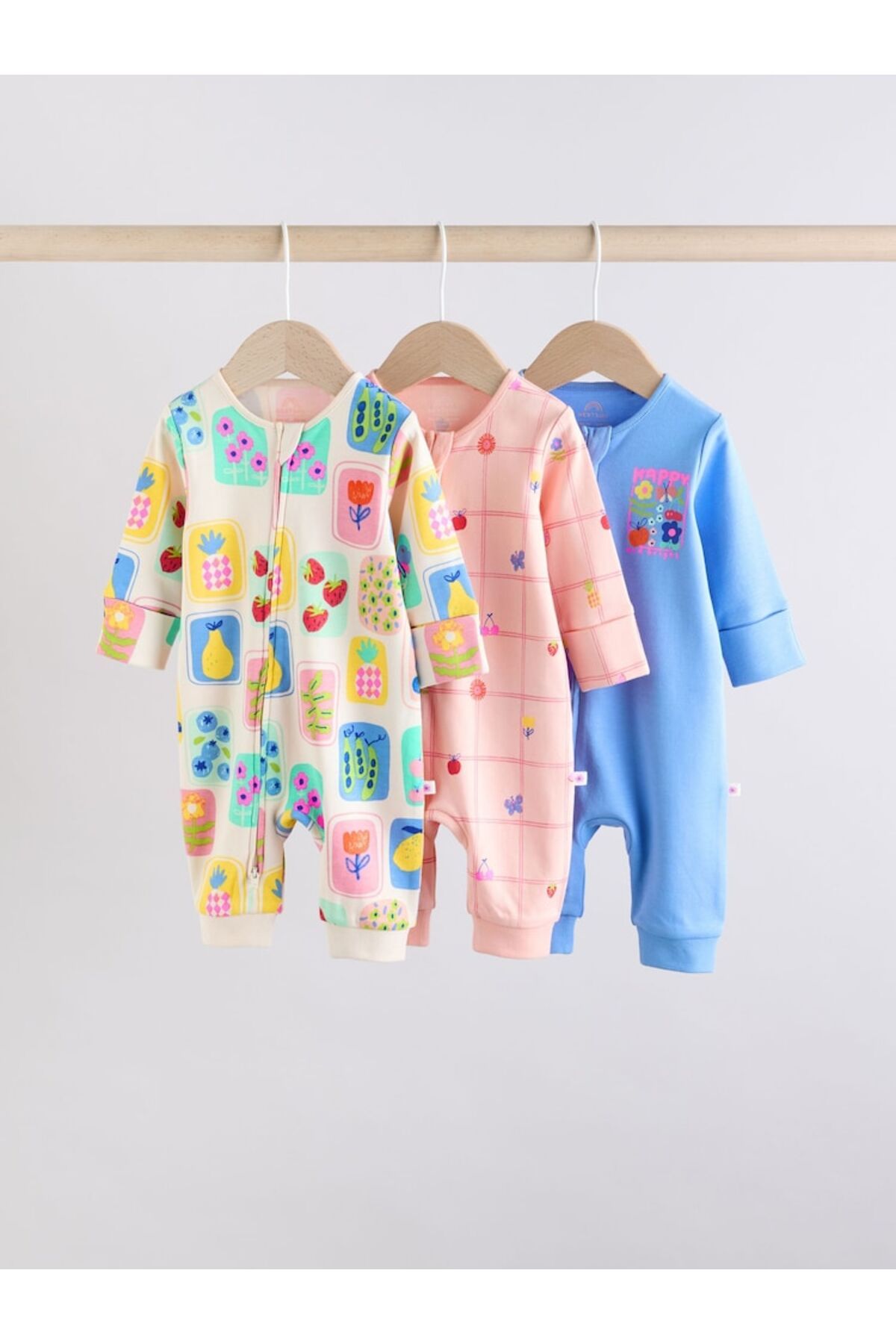 Next Baby %100 Organik Pamuklu Çok Renkli Desenli Ayaksız 3 lü Uyku Tulumu Set ALYAA5455