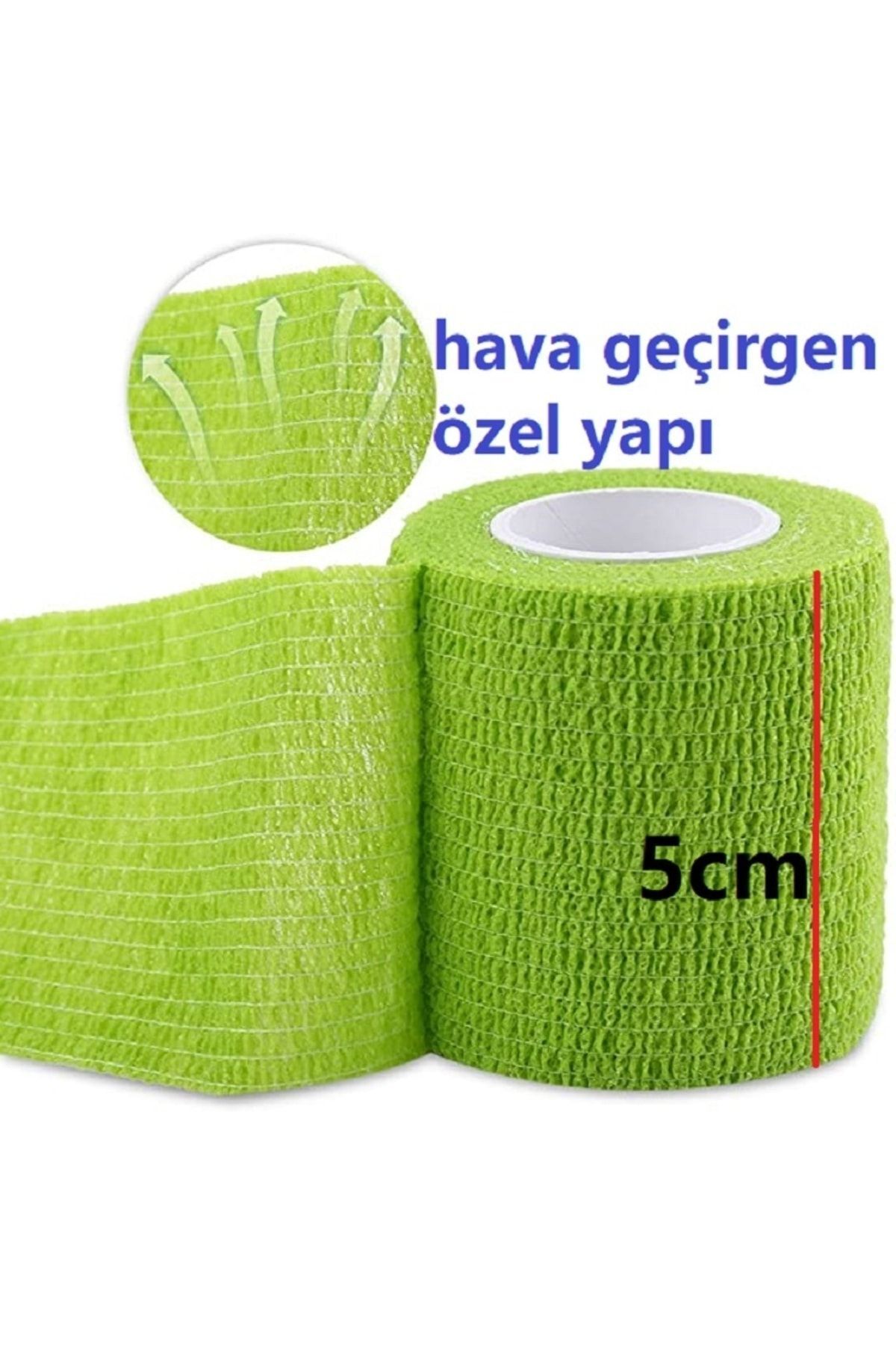 SerenityHaven Kendine Yapışan Bandaj Yeşil 5 Cm X 4,5 M Koban Bandaj