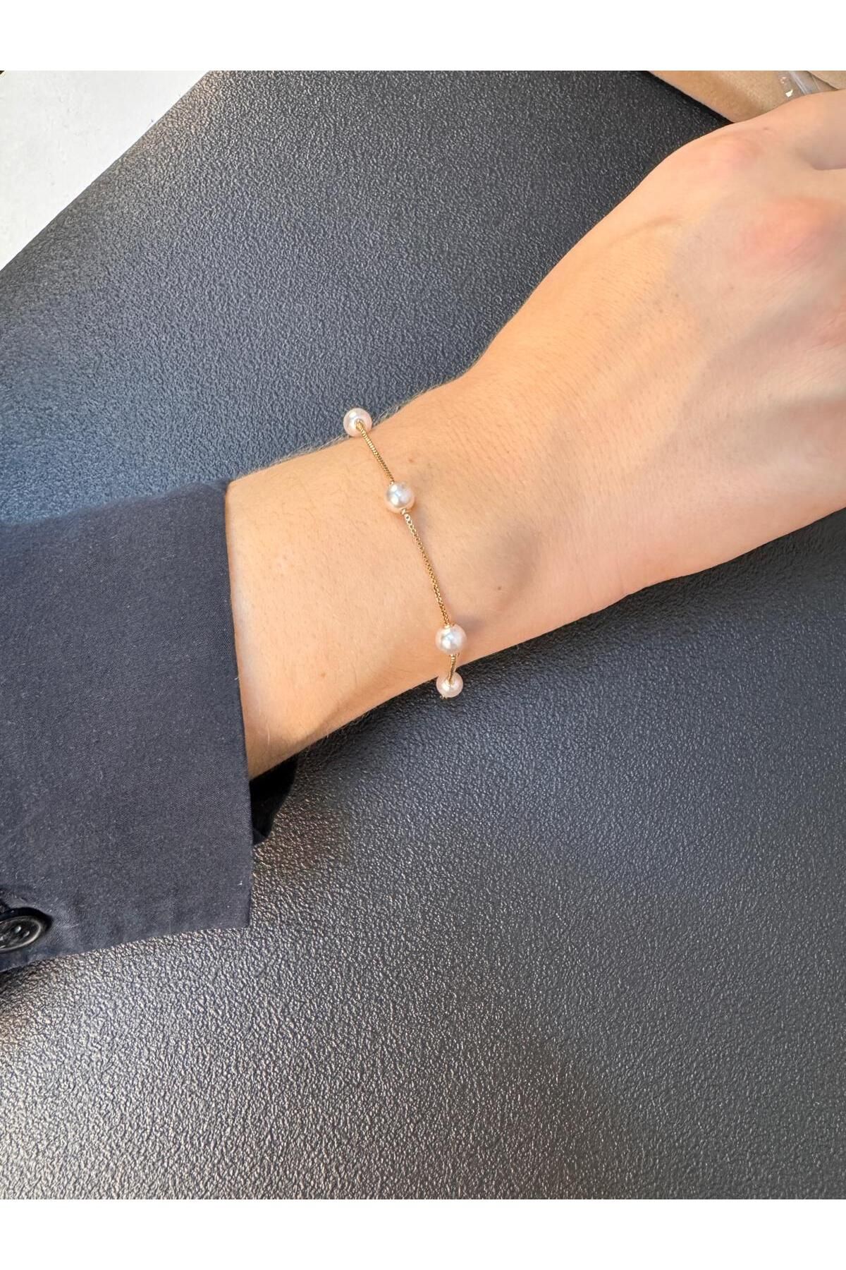 Tue Jewellery İnci Detaylu Top Bileklik