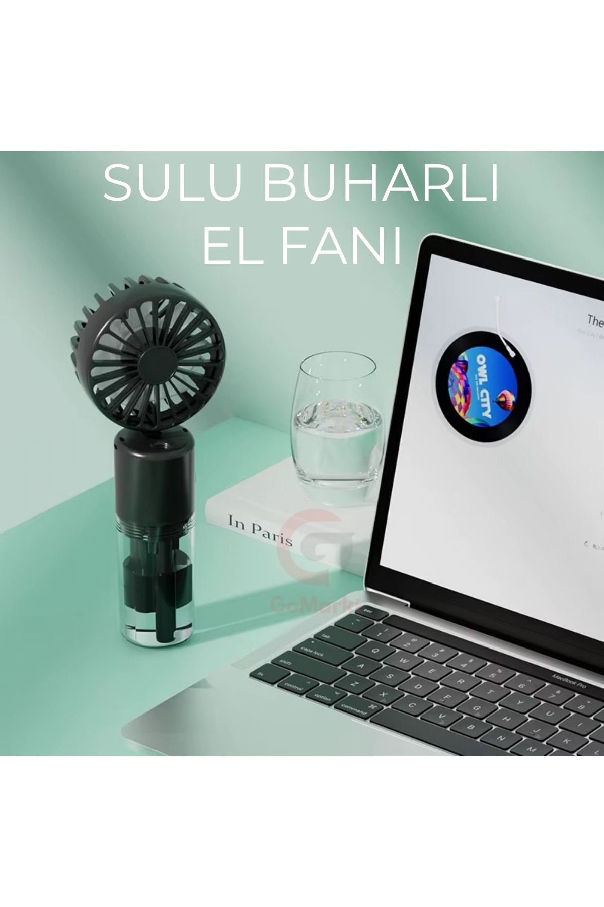 GoMarkt Masaüstü Mini Vantilatör Fan El Pervanesi Su Buharlı Küçük Mini Vantilatör Pembe