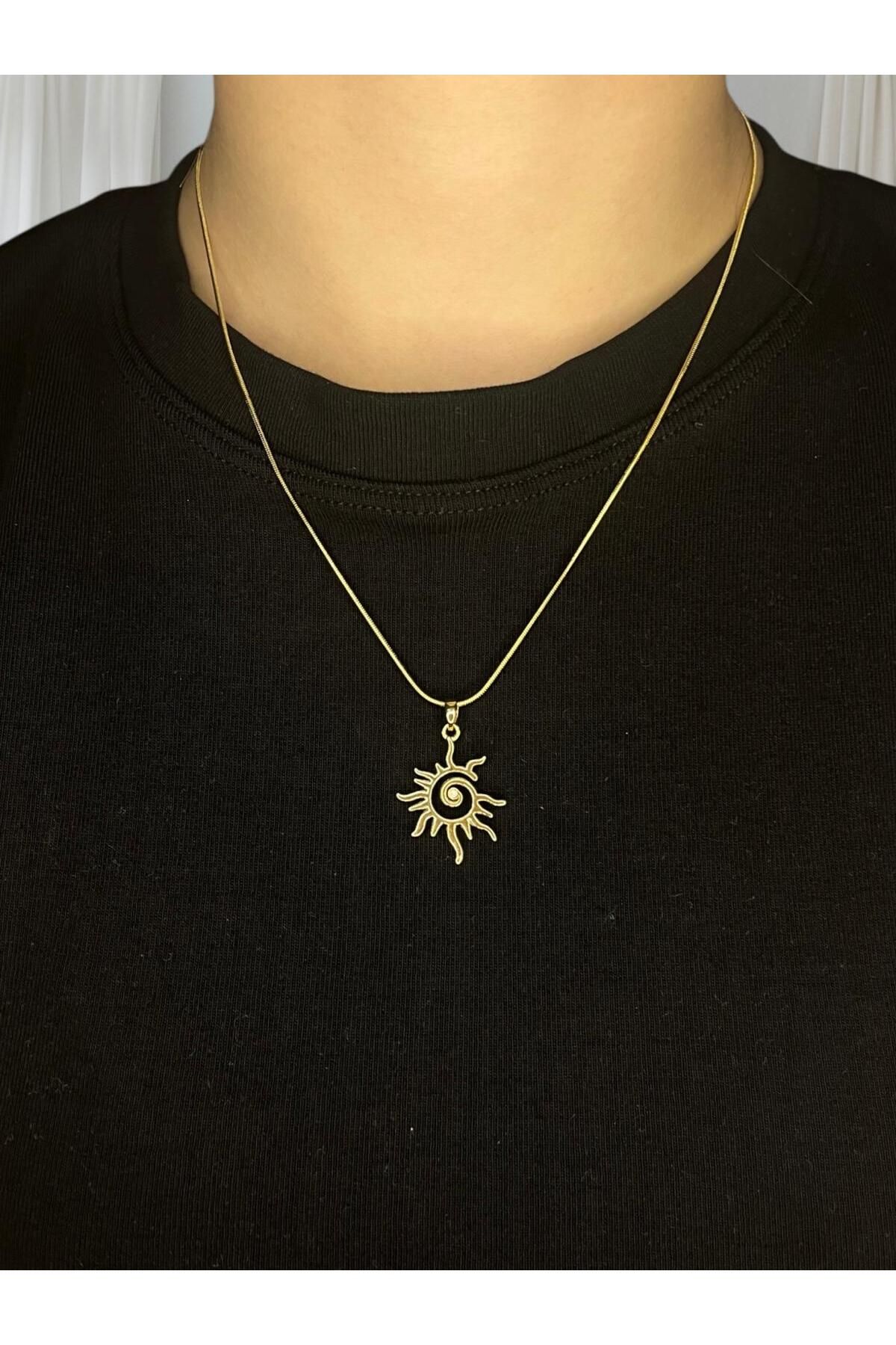 HNG JEWELRY ÇELİK GOLD RENK GÜNEŞ MODEL KOLYE